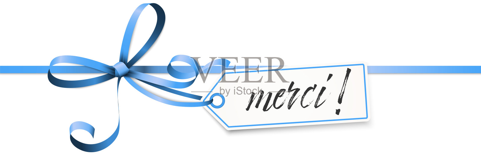 丝带蝴蝶结与问候谢谢(法语文本merci)插画图片素材