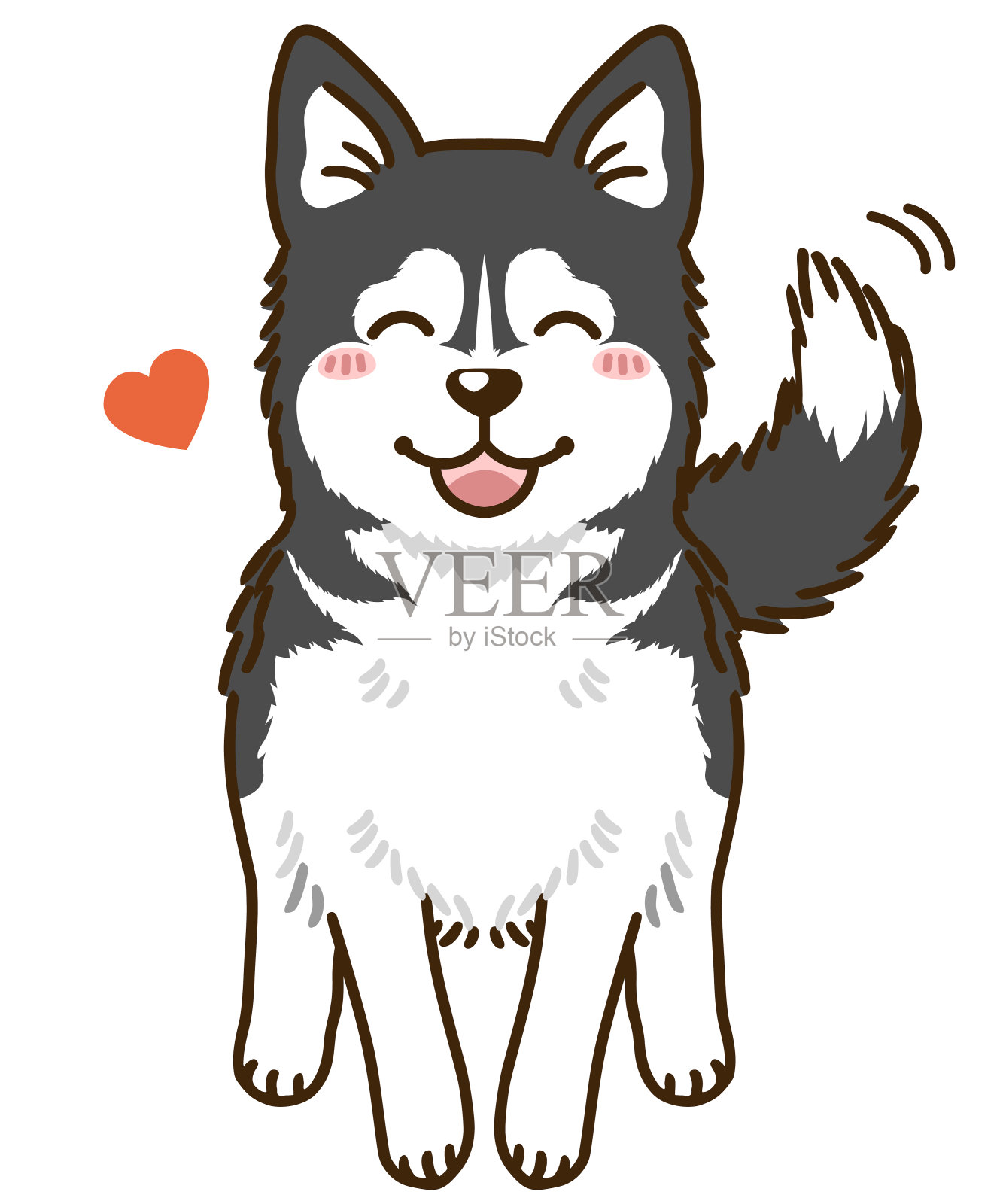 有利的西伯利亚哈士奇(黑白)设计元素图片