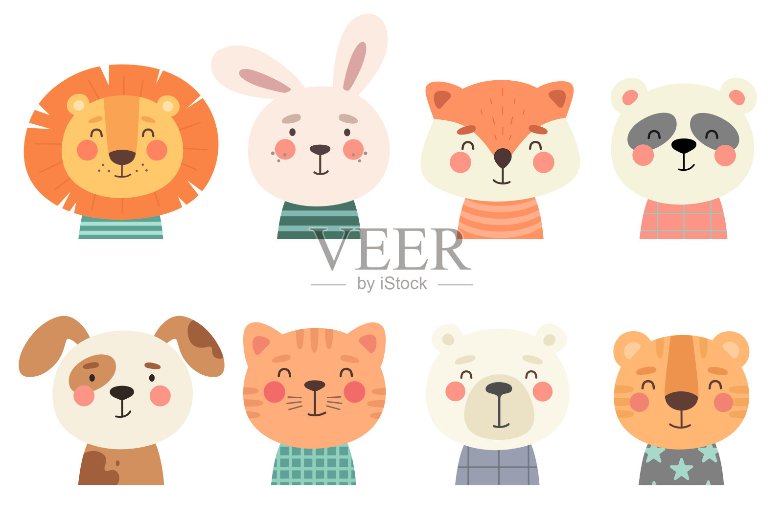 收集可爱的小动物，向量有趣的人物。插画图片素材