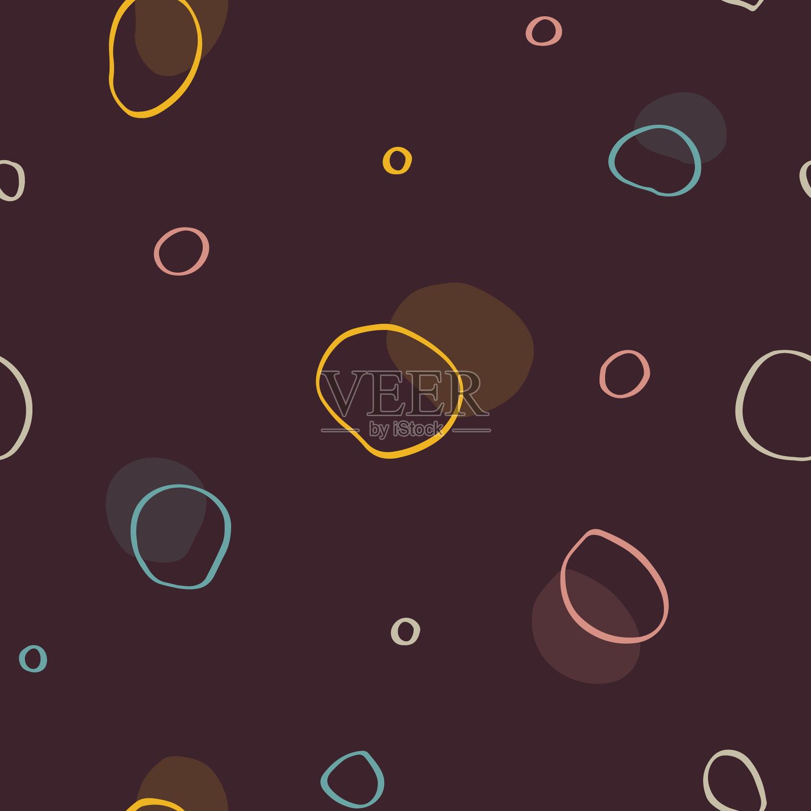 氖圆形图案。无缝矢量涂鸦光打印。插画图片素材