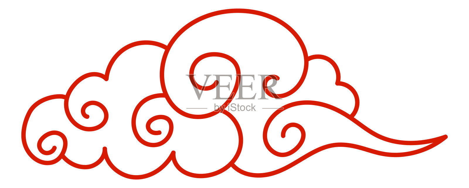 装饰性的云。红色的线条象征着天空的旋涡插画图片素材