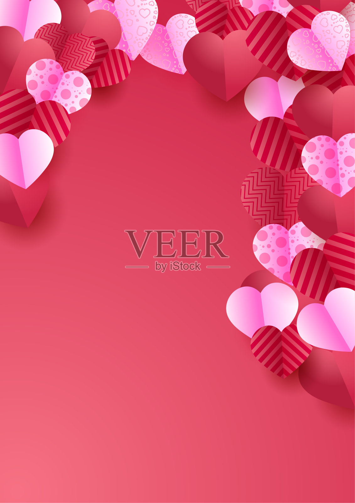 情人节卡片。爱情人节的旗帜背景与心。矢量图插画图片素材