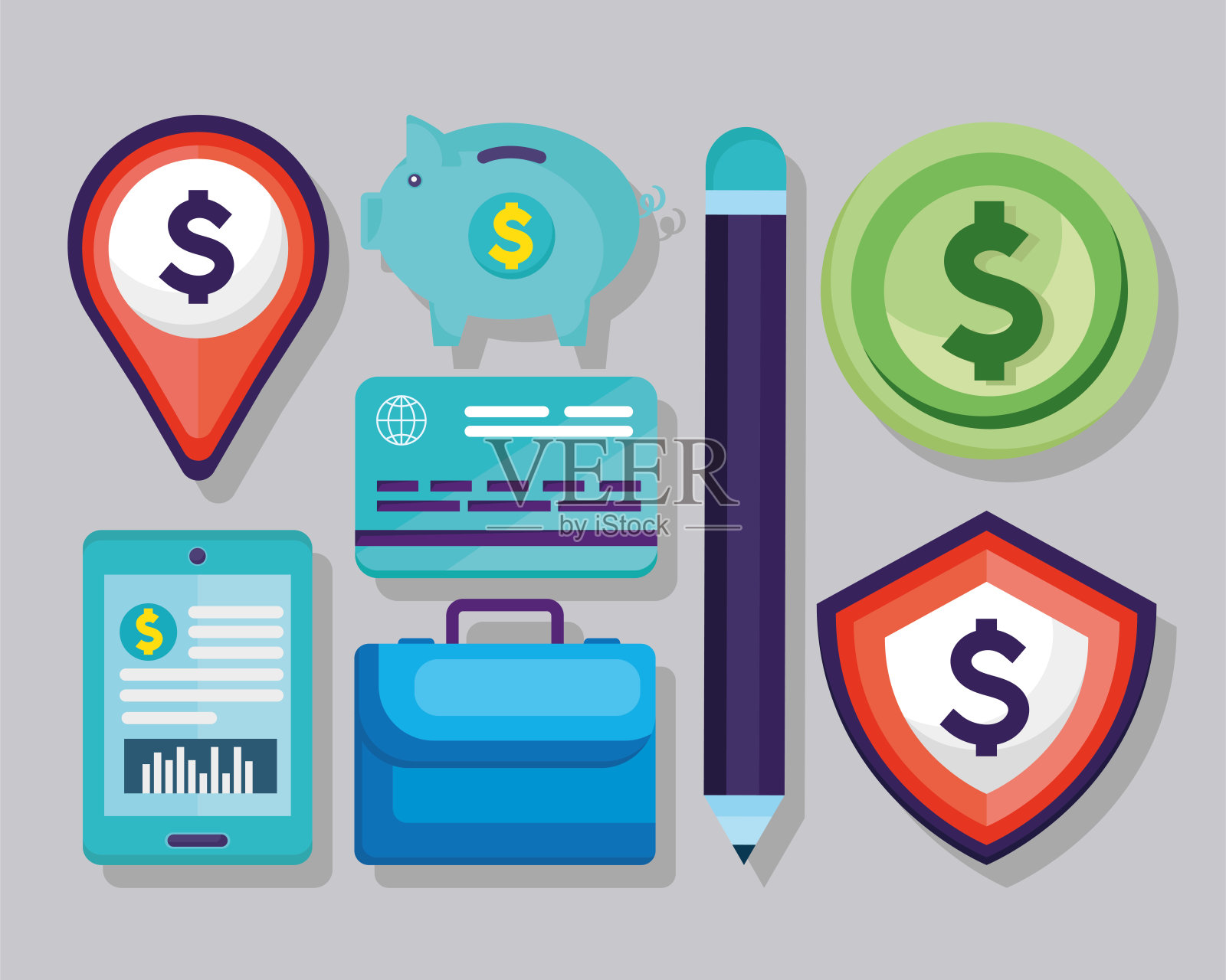 8大银行金融图标插画图片素材