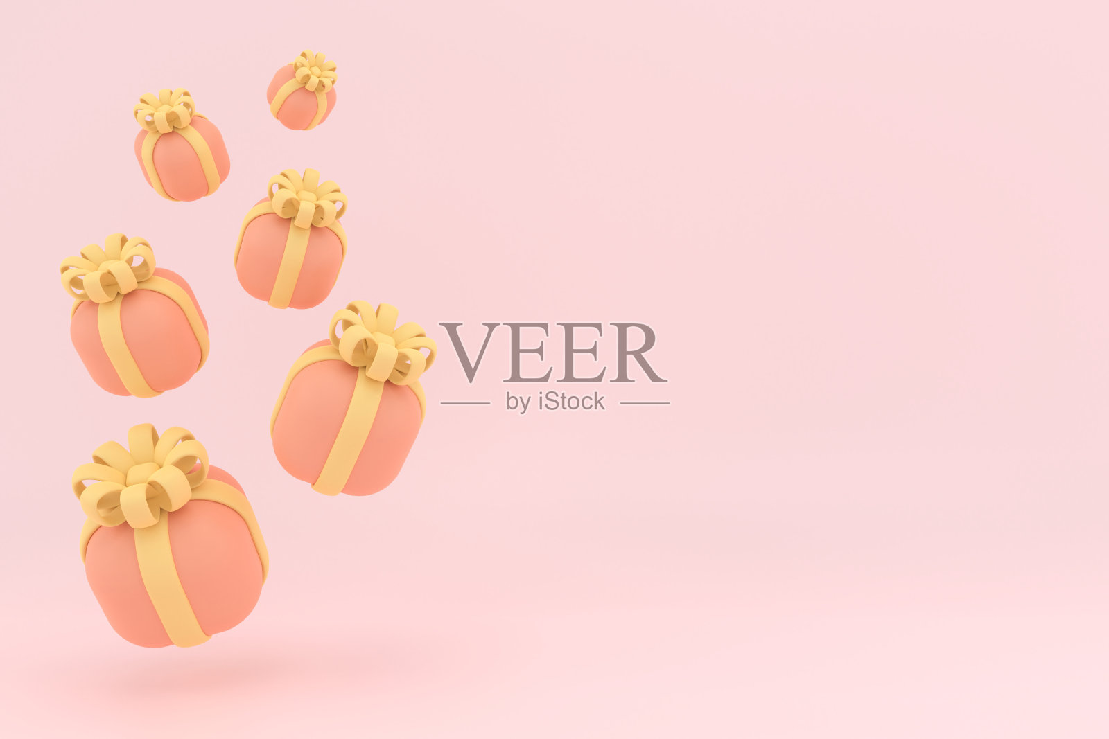 带有拷贝空间的礼盒3d。卡通装饰对象。销售横幅，惊喜海报，传单和小册子。模拟了假期。庆祝生日、纪念日、婚礼。照片摄影图片