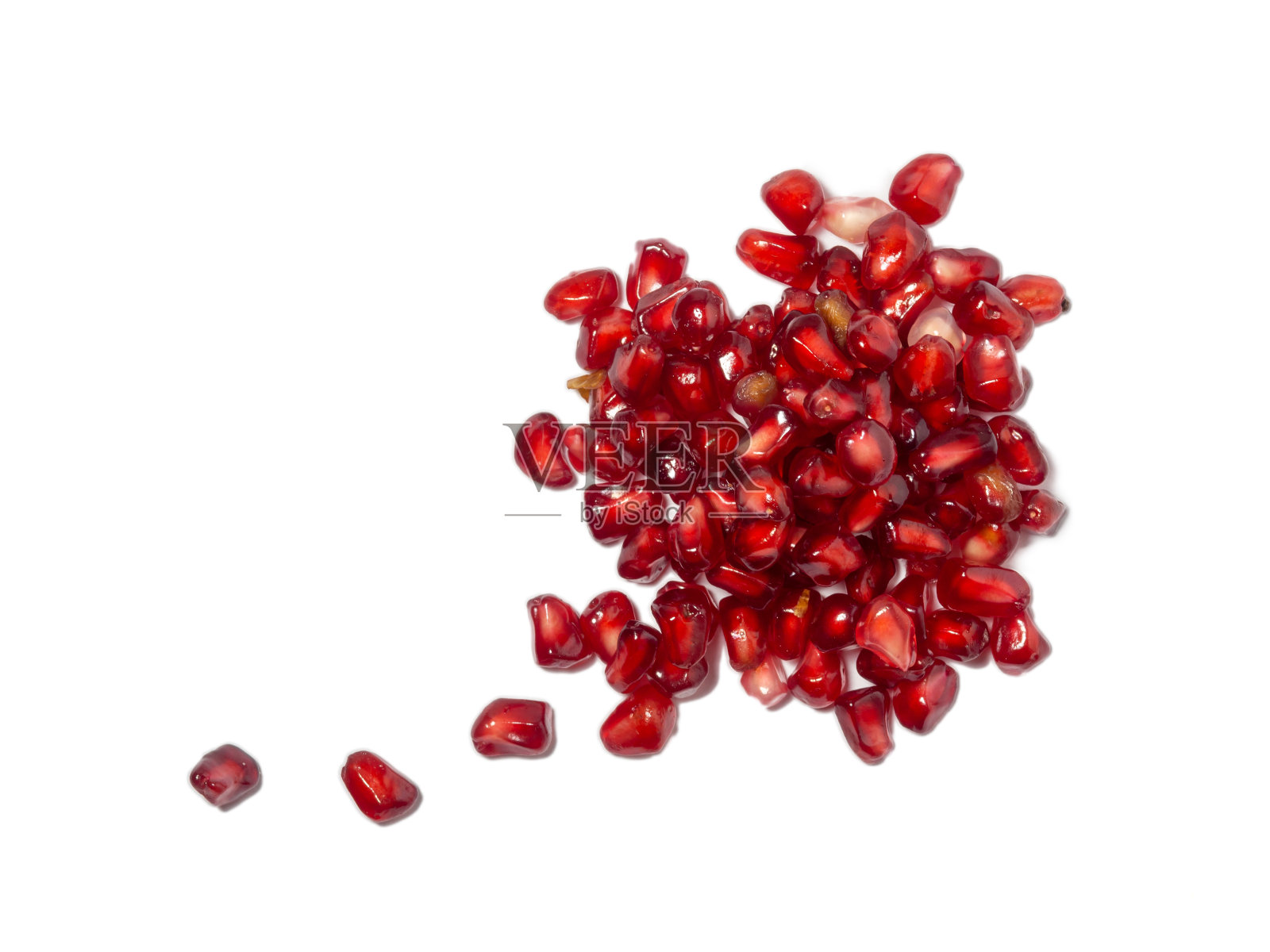 石榴籽，白色底色照片摄影图片