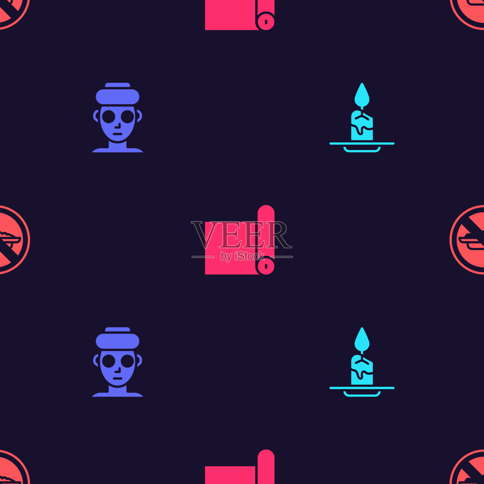 集香薰蜡烛美容面膜健身图标素材