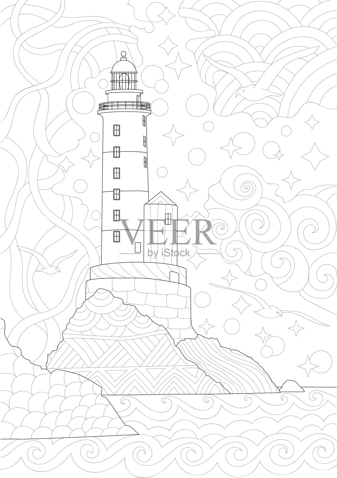 海边的灯塔设计元素图片