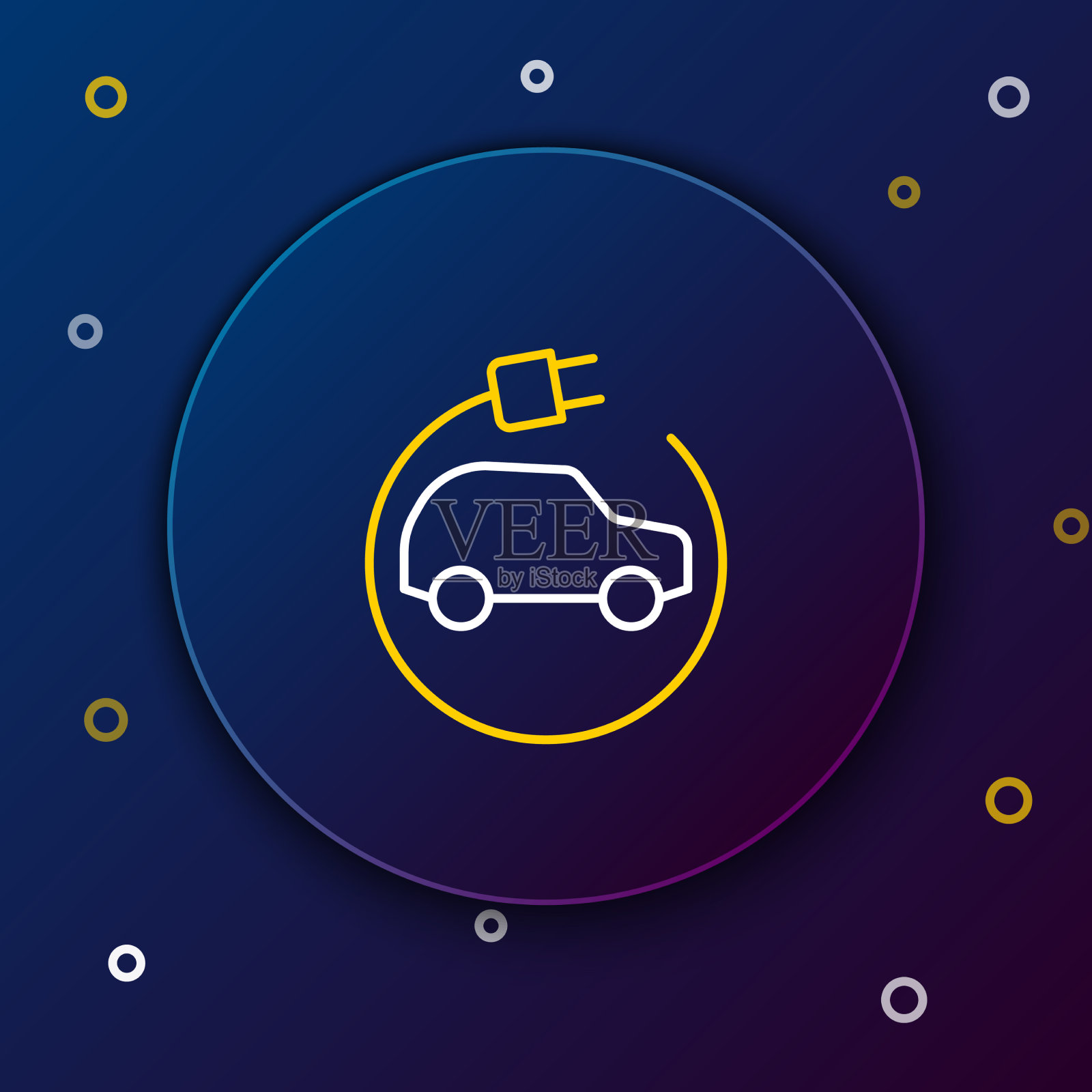 电线电动汽车和电线插头插画图片素材