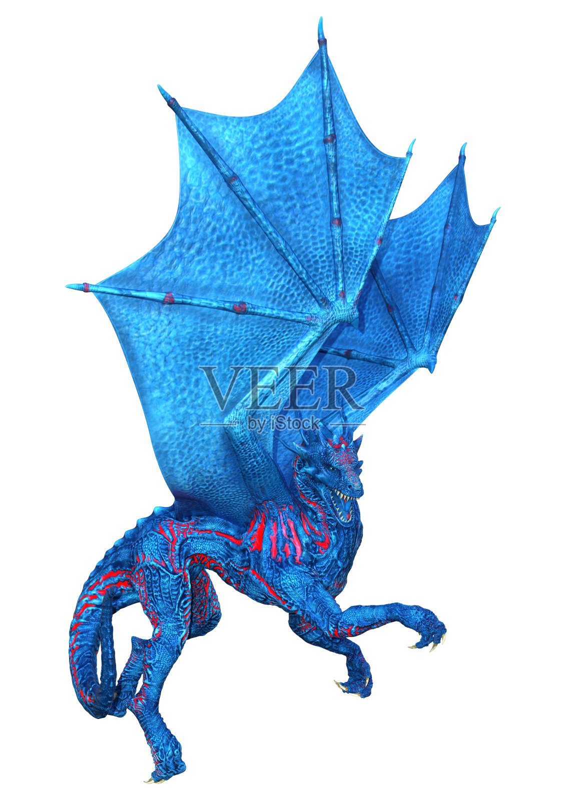 3D渲染童话龙在白色照片摄影图片