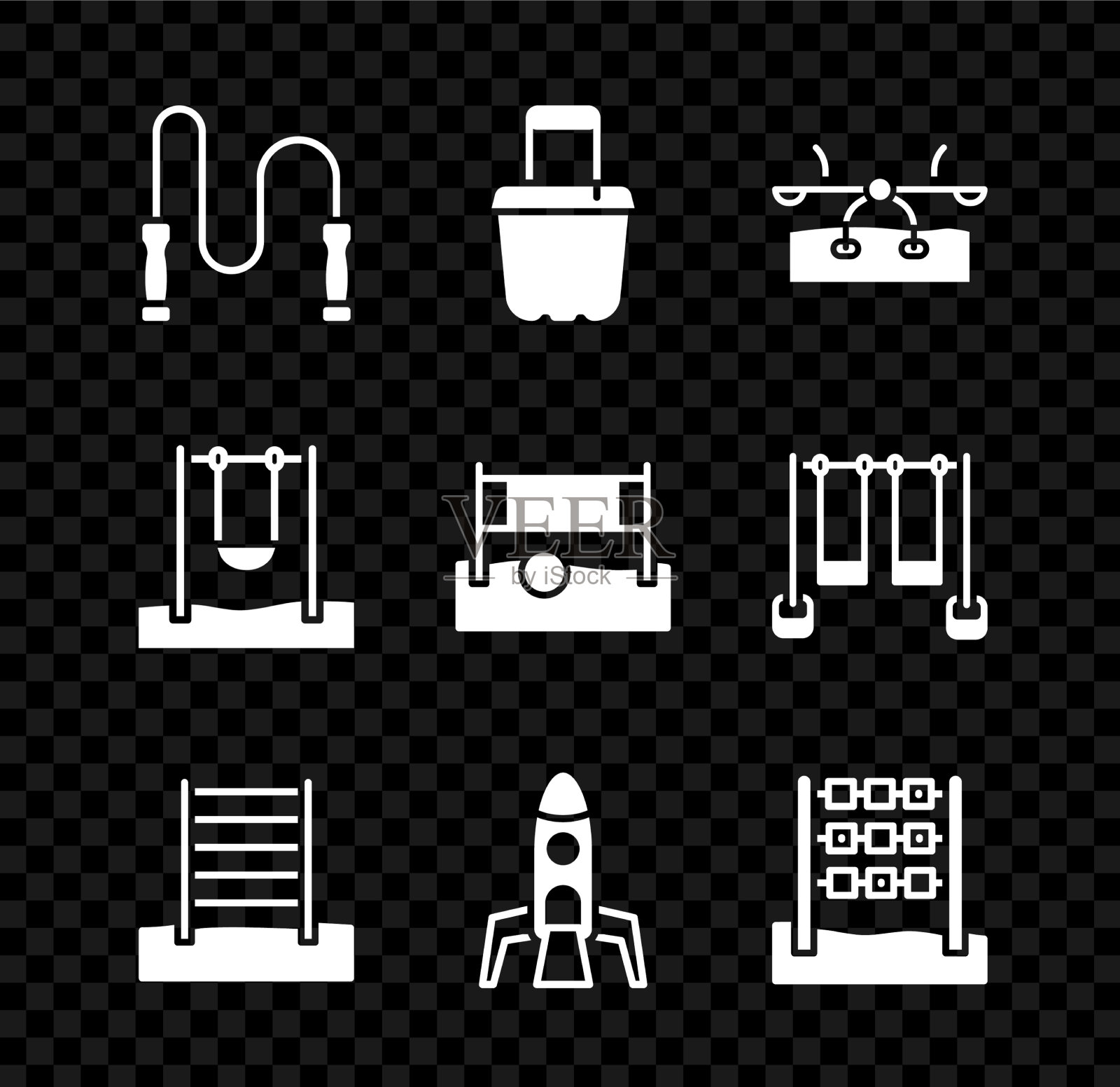 在瑞典木桶跷跷板上设置跳绳图标素材