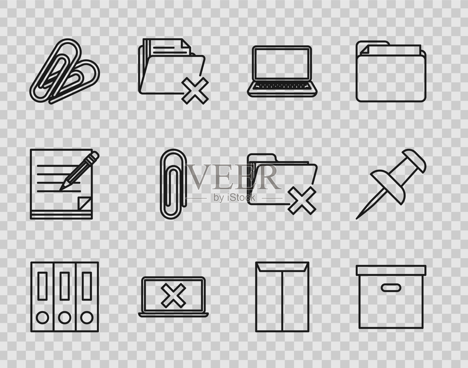 把办公室文件夹和文件放在一起图标素材