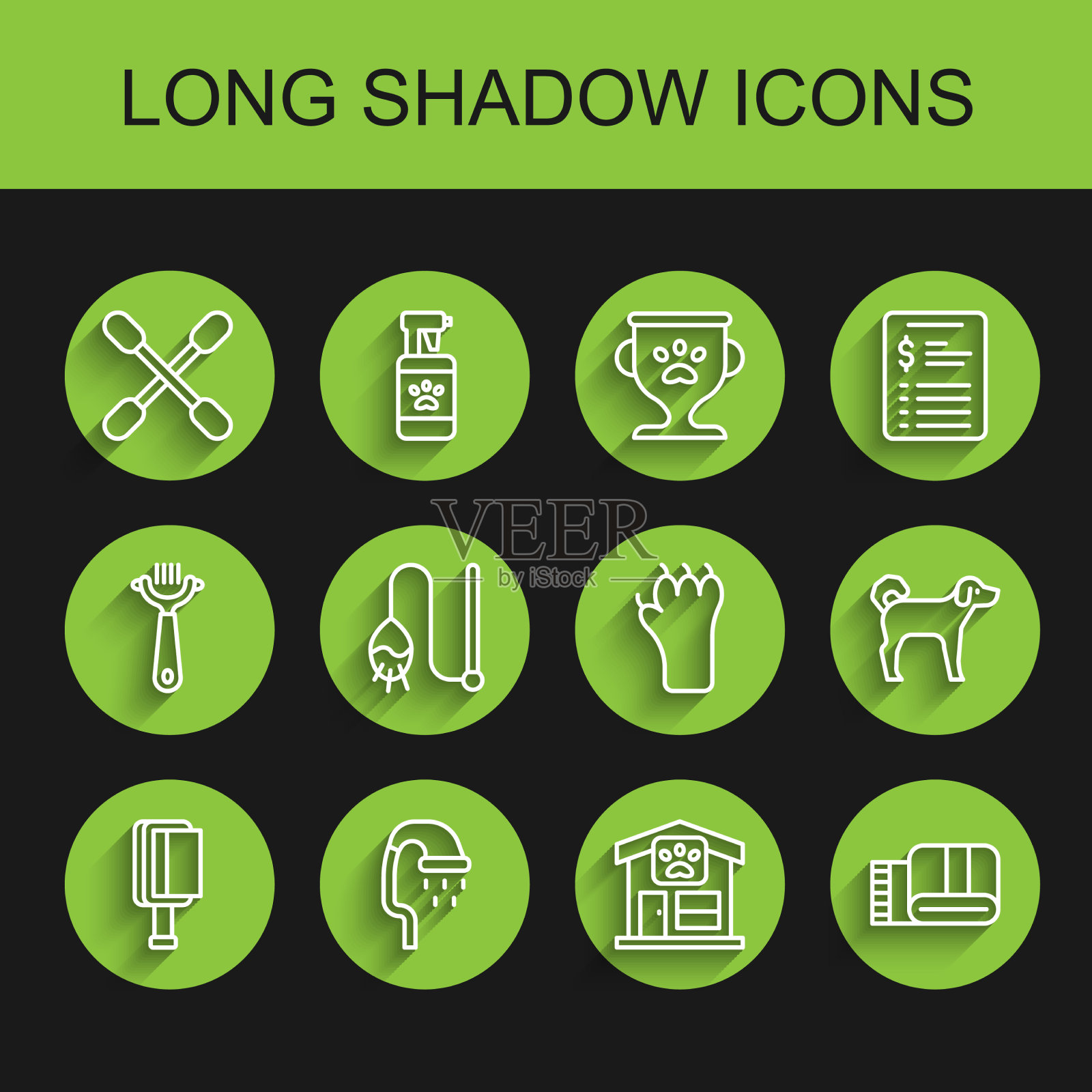 为猫狗宠物淋浴提供线刷图标素材