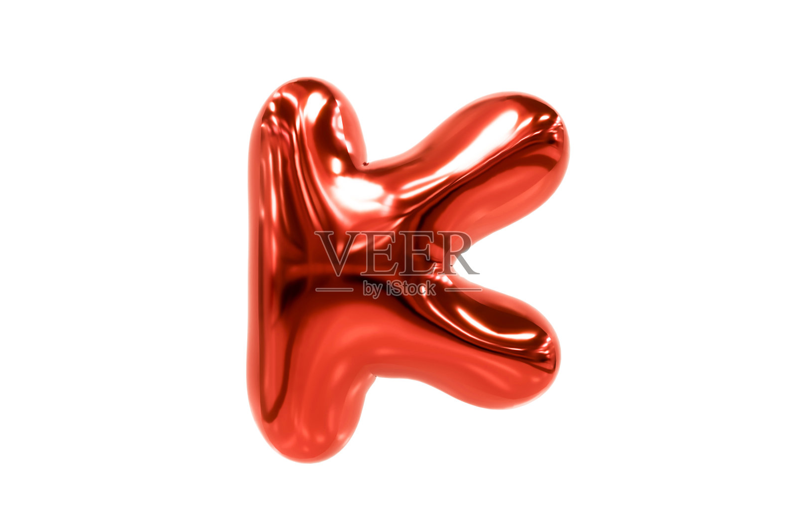 气球字体金属红色字母K由现实的氦气球，溢价3d插图。照片摄影图片