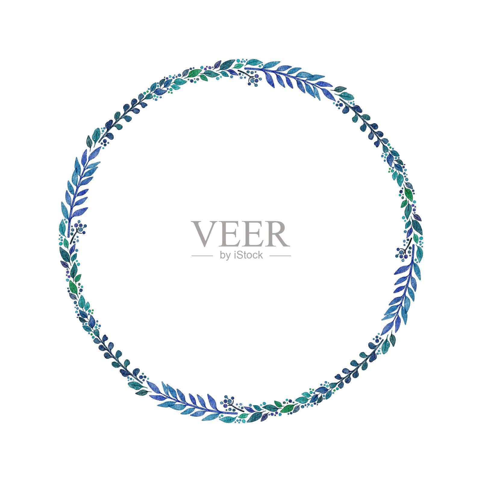 水彩花环框架设计元素图片