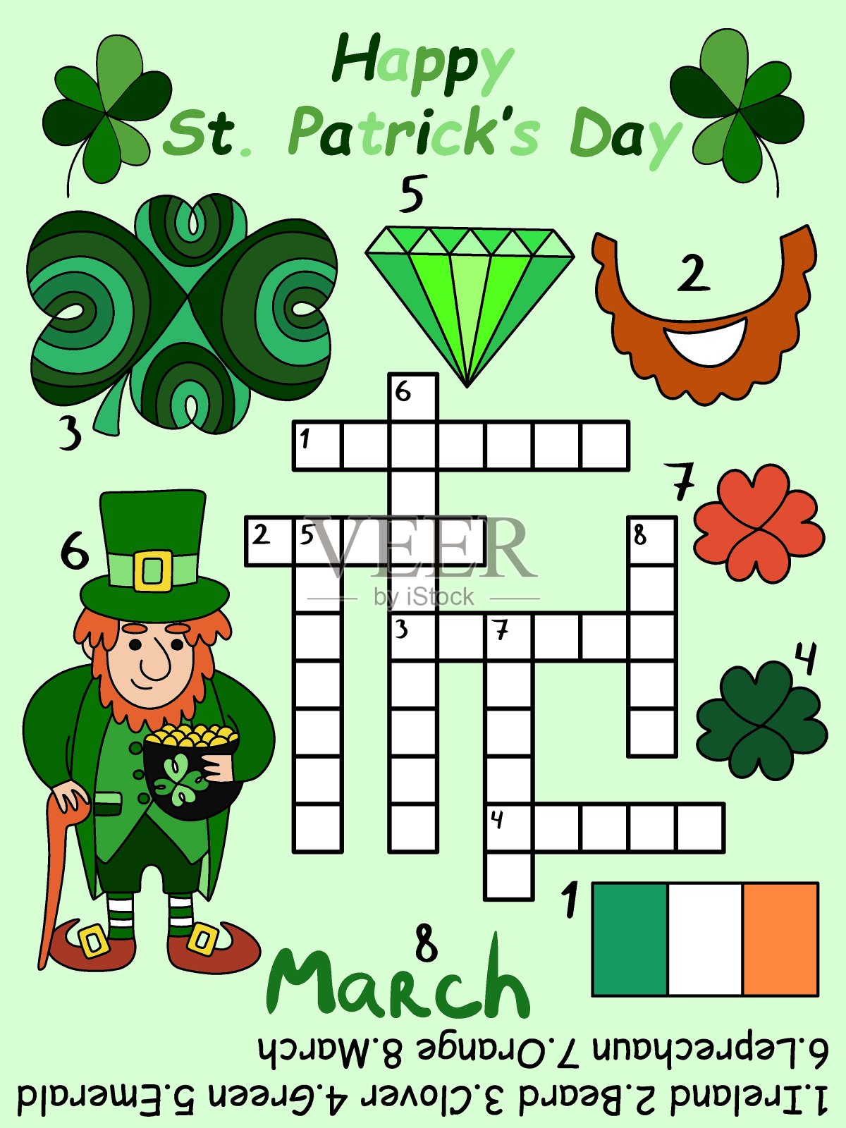 复杂的填字游戏为儿童在帕特里克的一天矢量插图插画图片素材