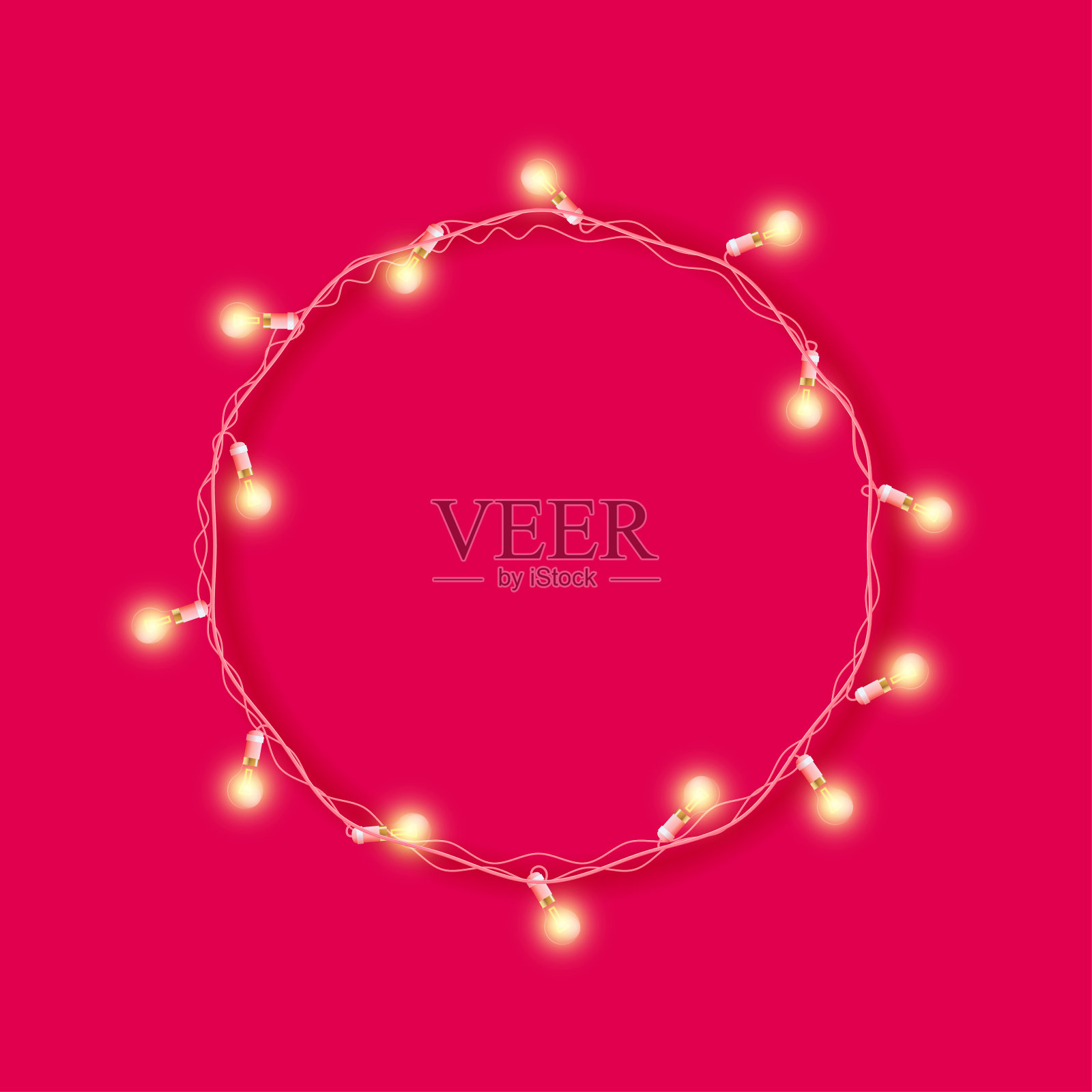 灯泡发出圆花环的光芒插画图片素材