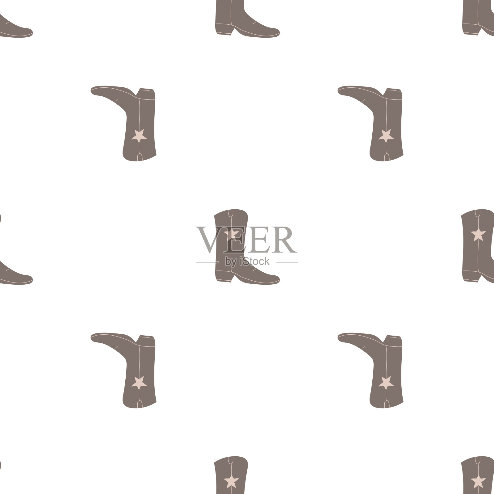 牛仔靴装饰无缝图案。西部的主题。手绘彩色潮流矢量插图在白色背景插画图片素材