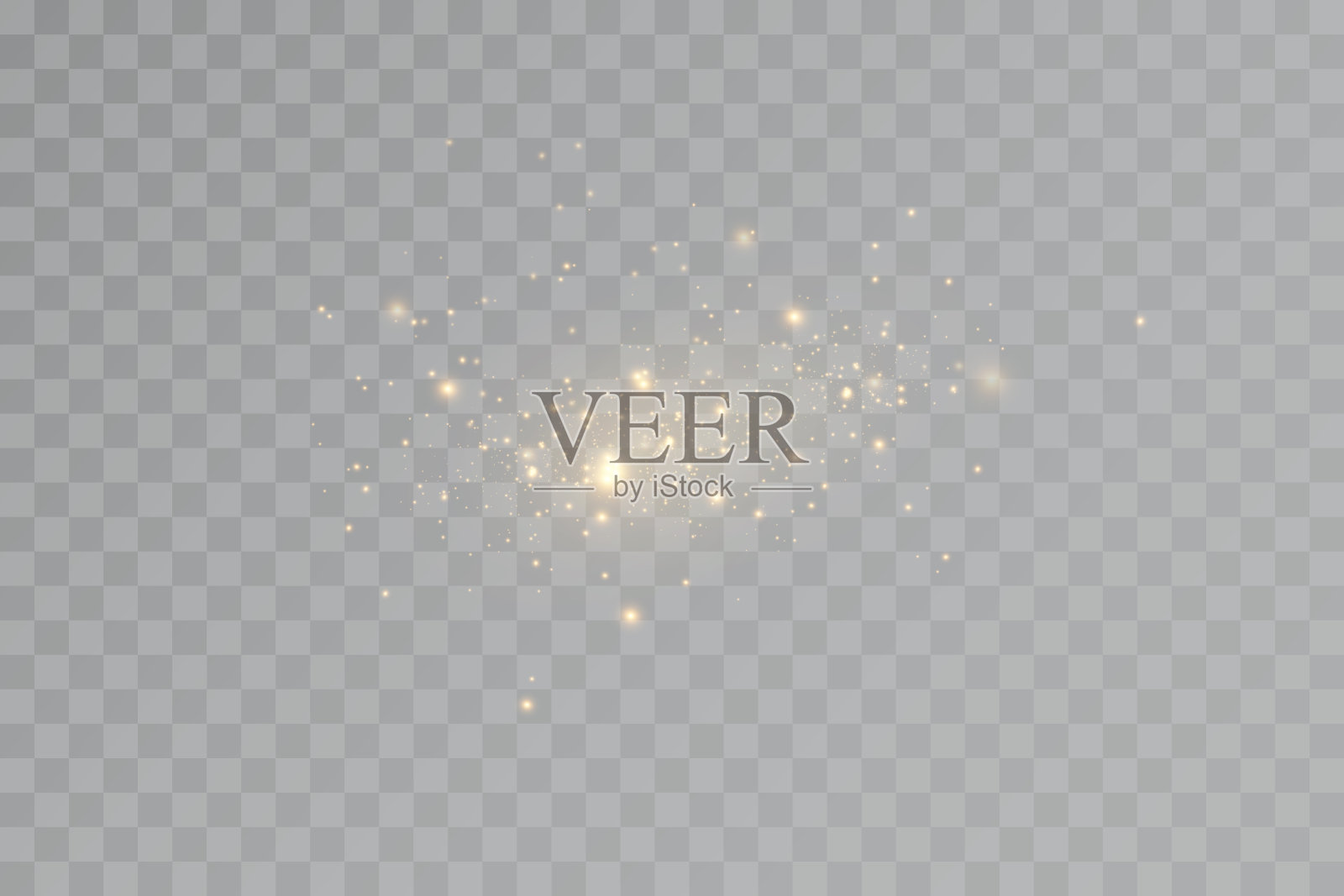 圣诞灯的效果。闪闪发光的魔法尘埃颗粒。22、尘埃的火花和金色的星星闪烁着特殊的光芒。插画图片素材