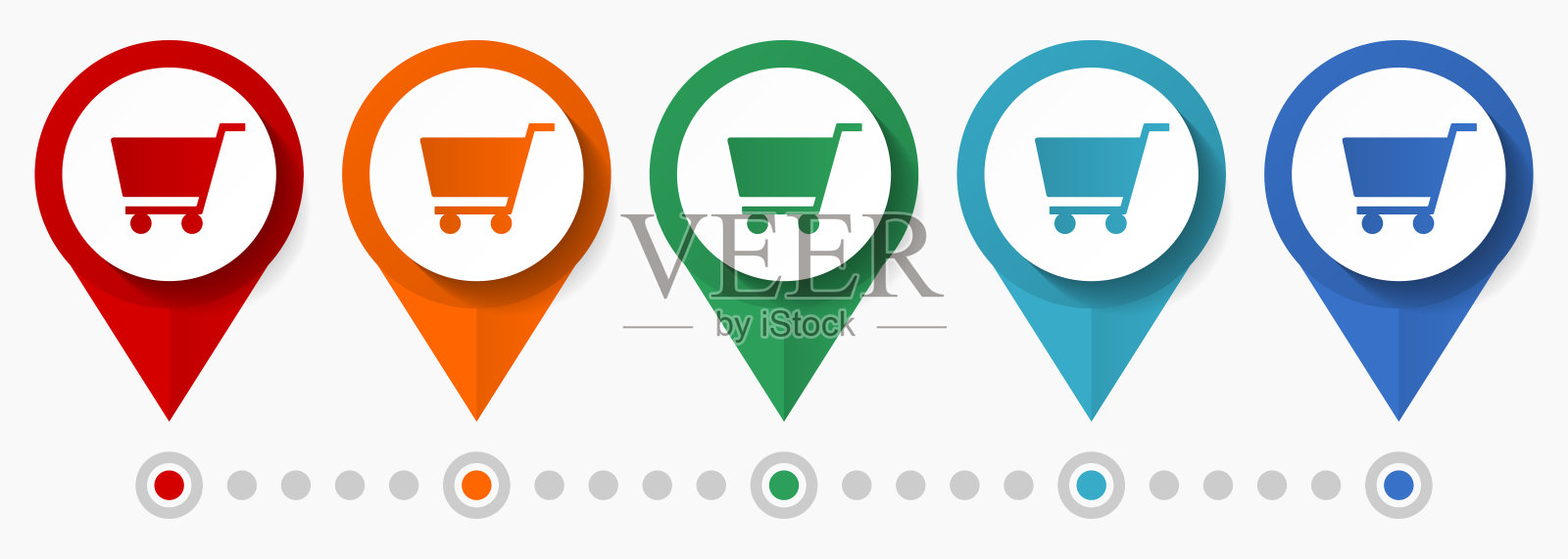 商店，购物车，购买概念矢量图标集，平面设计指针，信息图形模板图标素材