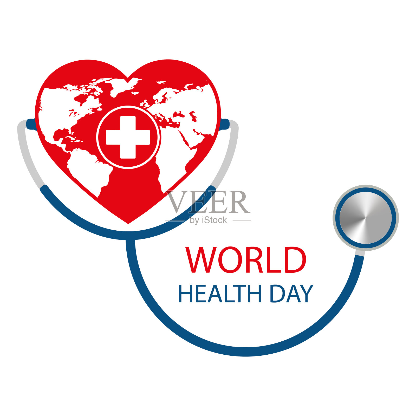 白色背景上的世界卫生日设计概念插图插画图片素材
