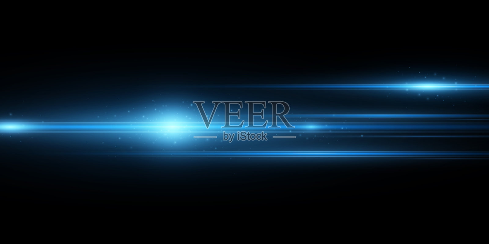 蓝光效应孤立在黑色背景上。矢量flash为您的项目。镜头光晕和眩光。抽象的蓝色光线。闪烁着火花的线条插画图片素材