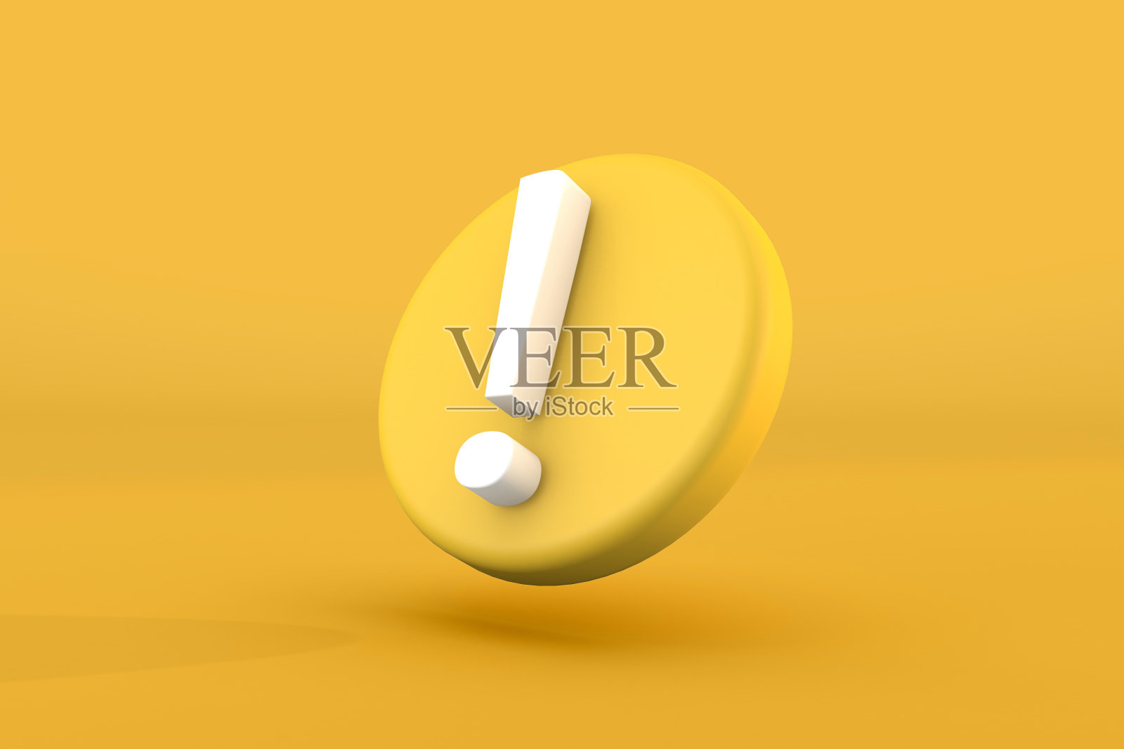 简单的3d感叹号图标上的黄色背景图标素材