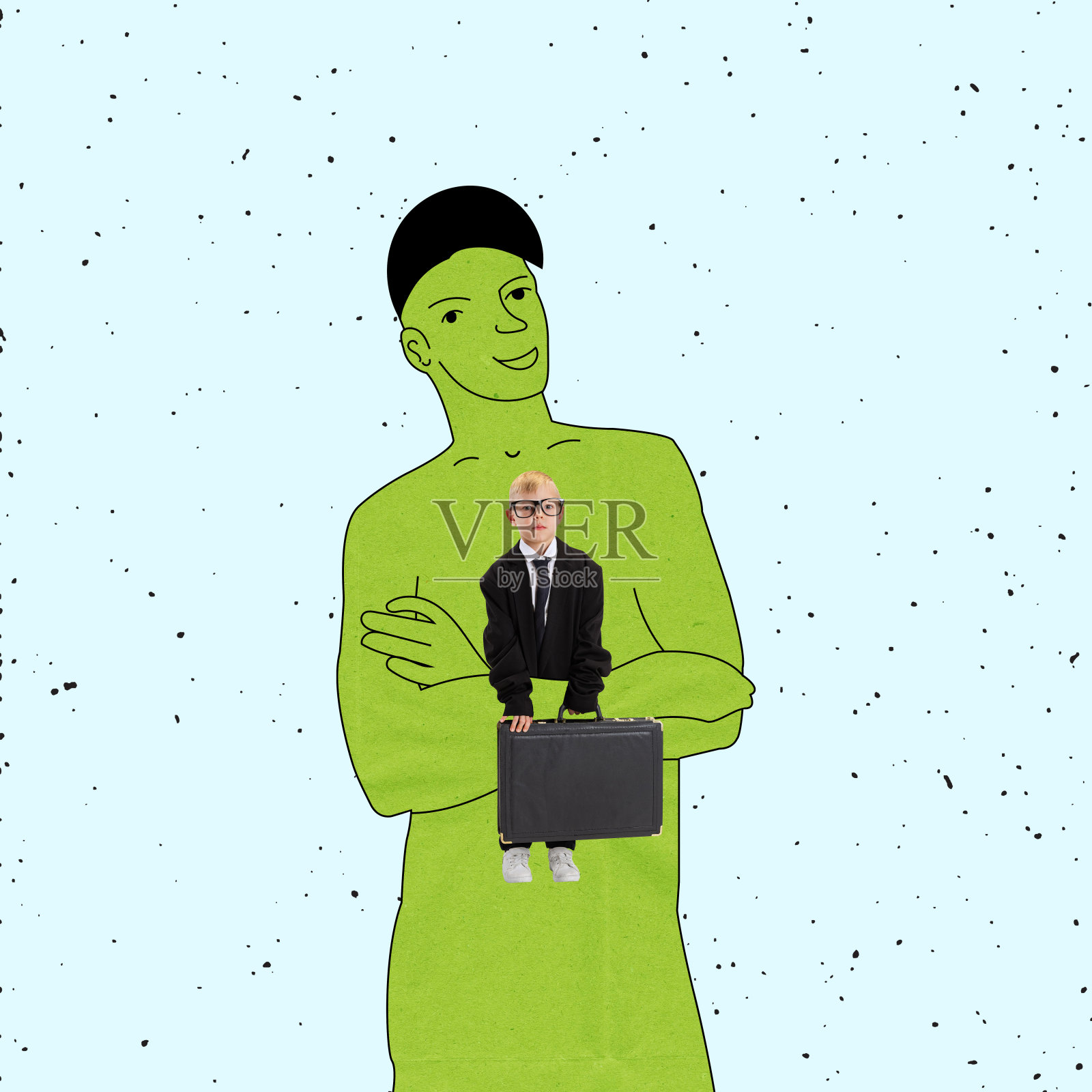 概念创意拼贴。当代艺术作品。男人试图接受内心自我的剪影。艺术、创意、心理学、内心世界、恐惧照片摄影图片