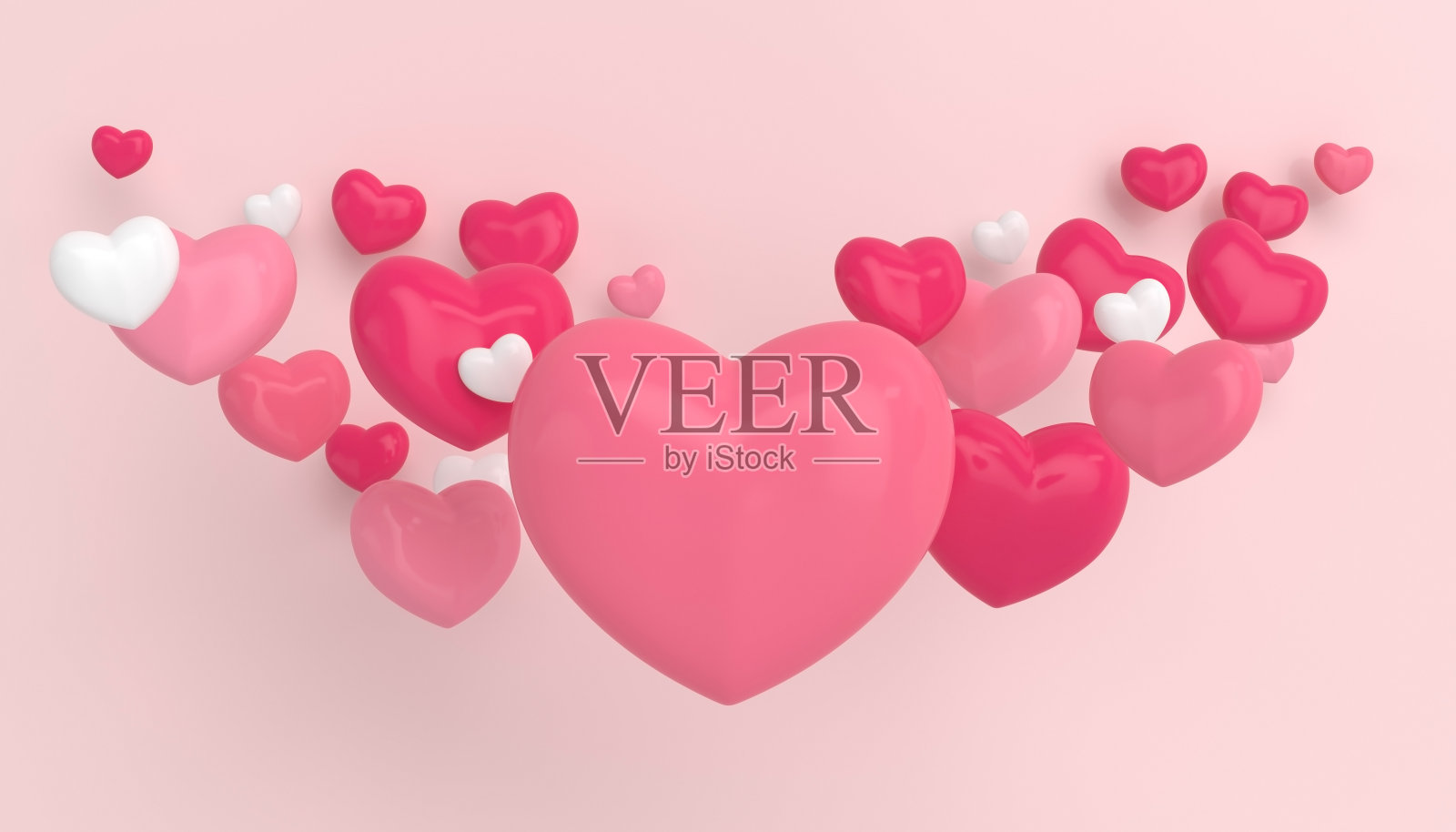 情人节快乐水平横幅3D心照片摄影图片