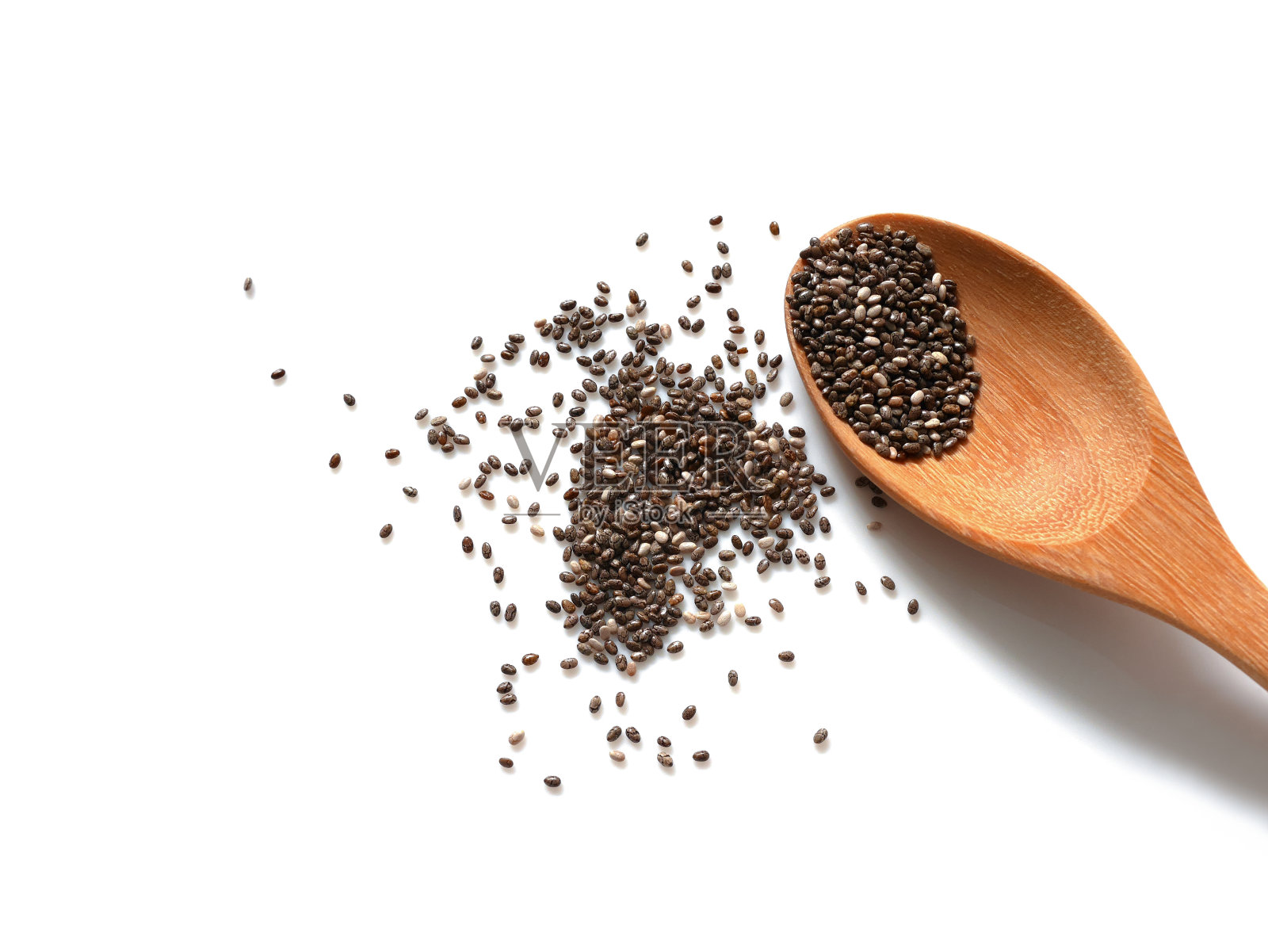 木勺里的奇亚籽照片摄影图片