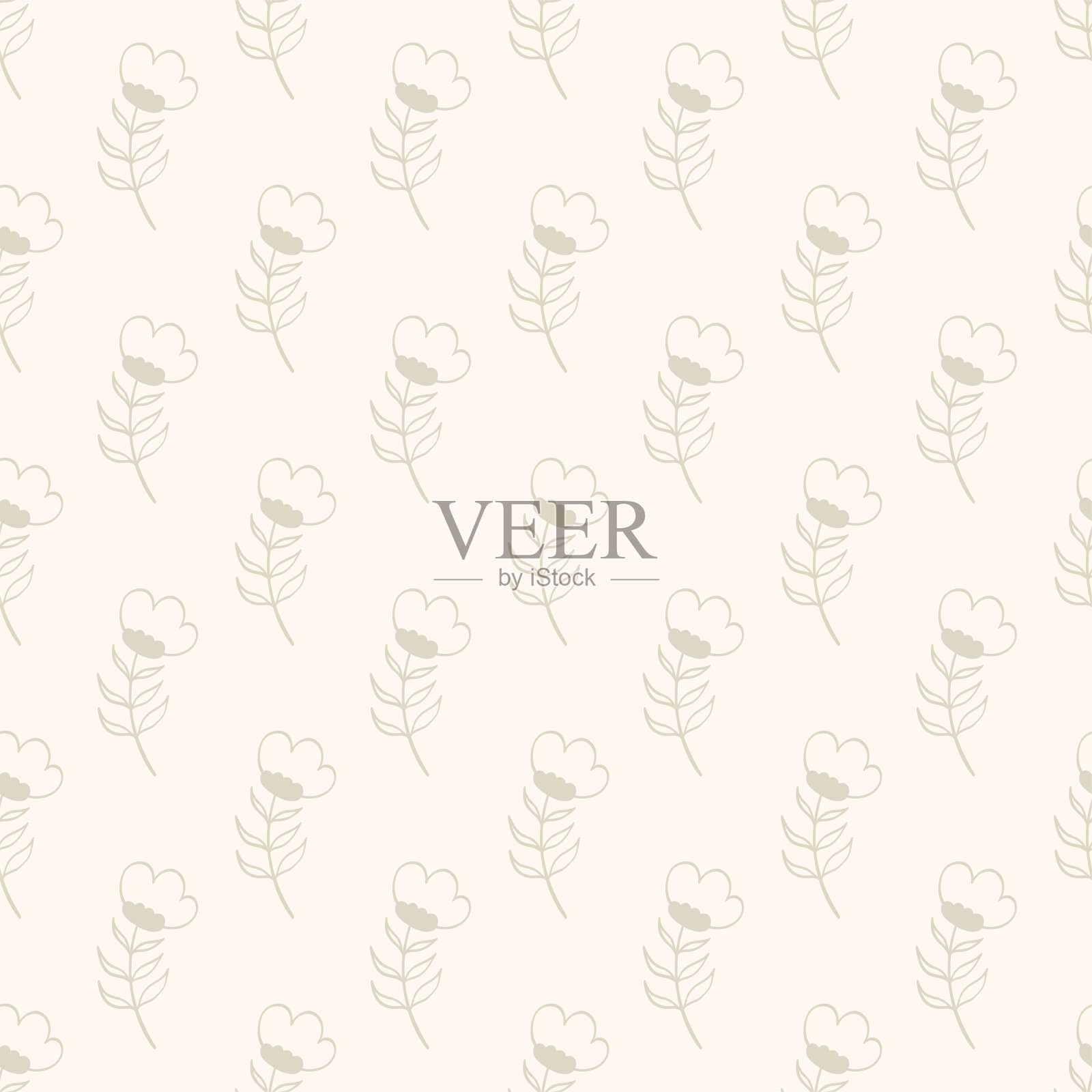 中性的点缀，小而朴实的花朵。插画图片素材