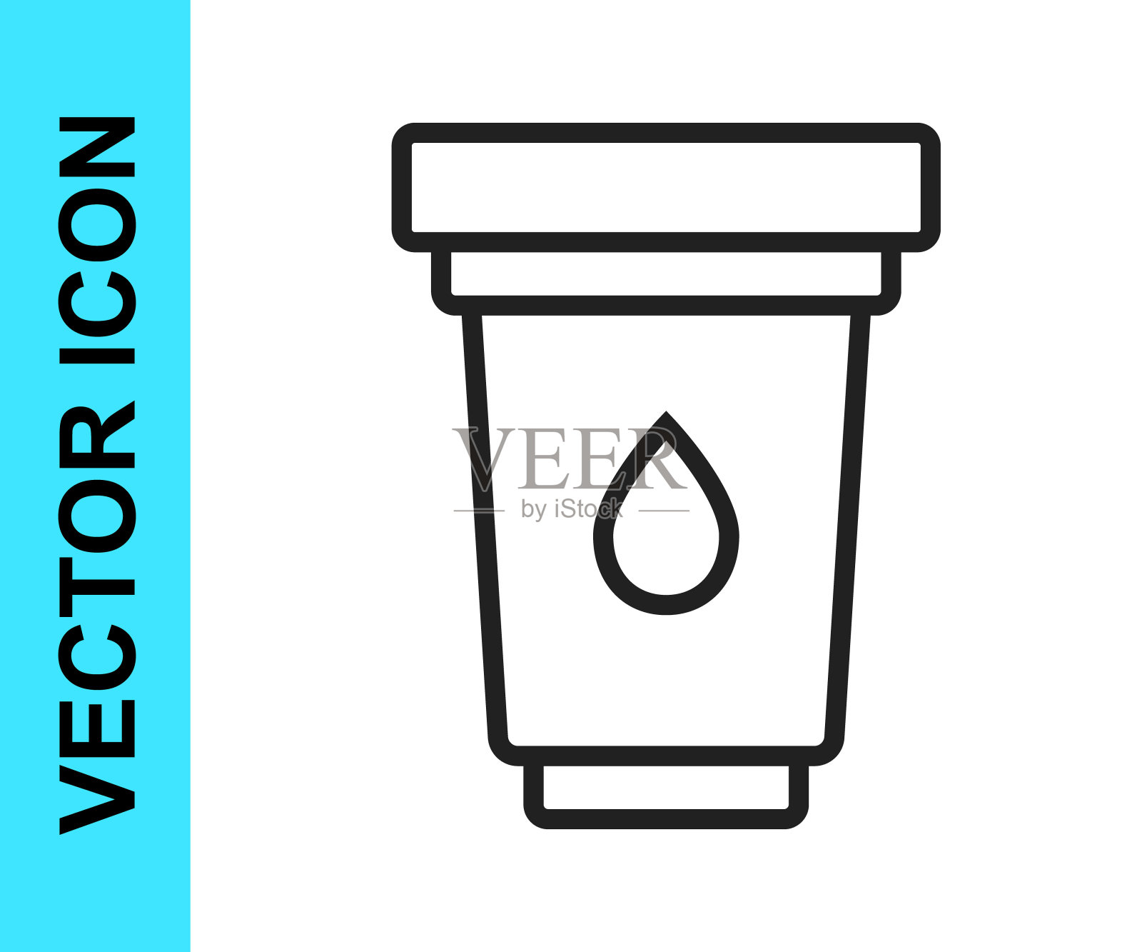 黑线水滤芯图标孤立在白色背景上。向量图标素材