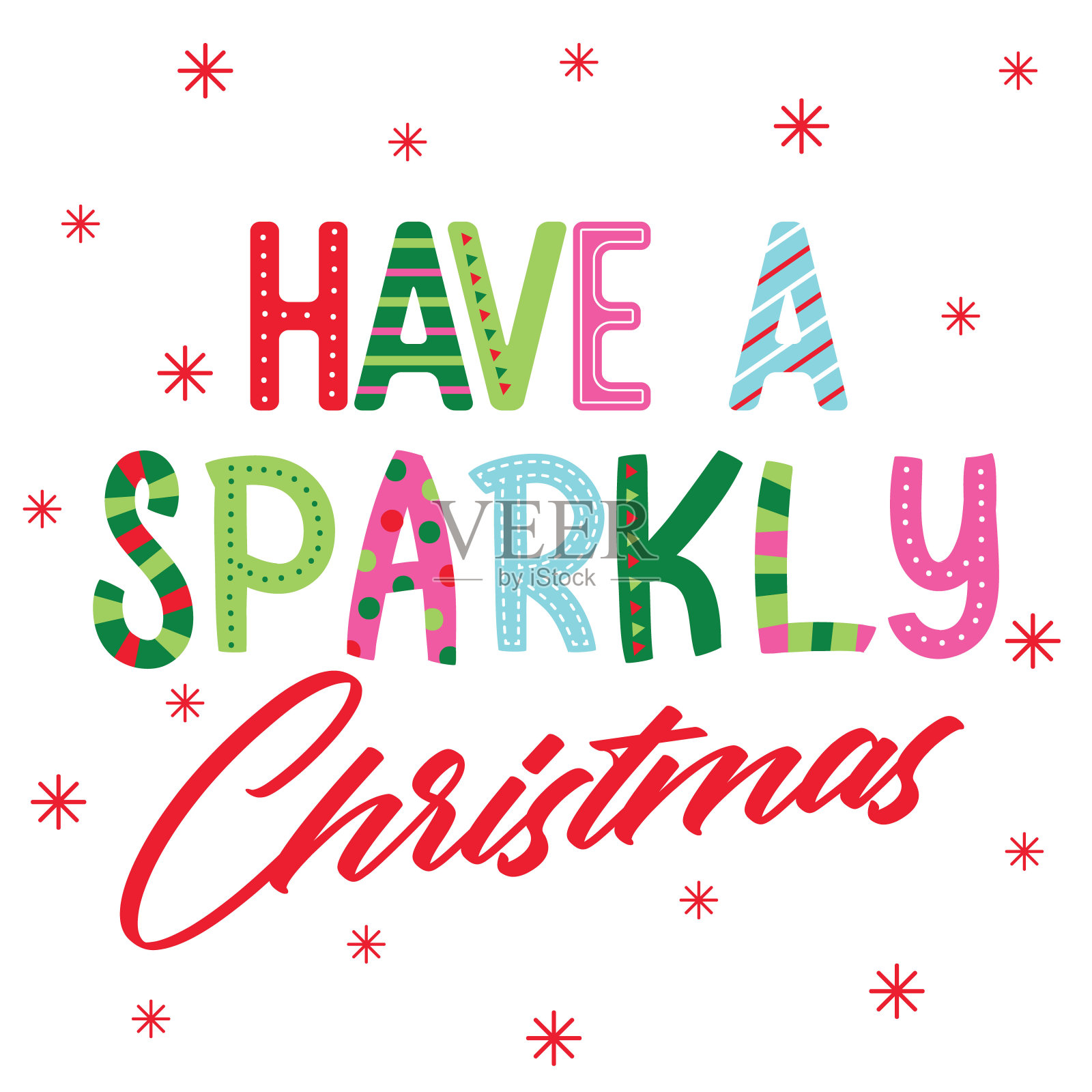 有一个闪闪发光的圣诞贺卡设计插画图片素材