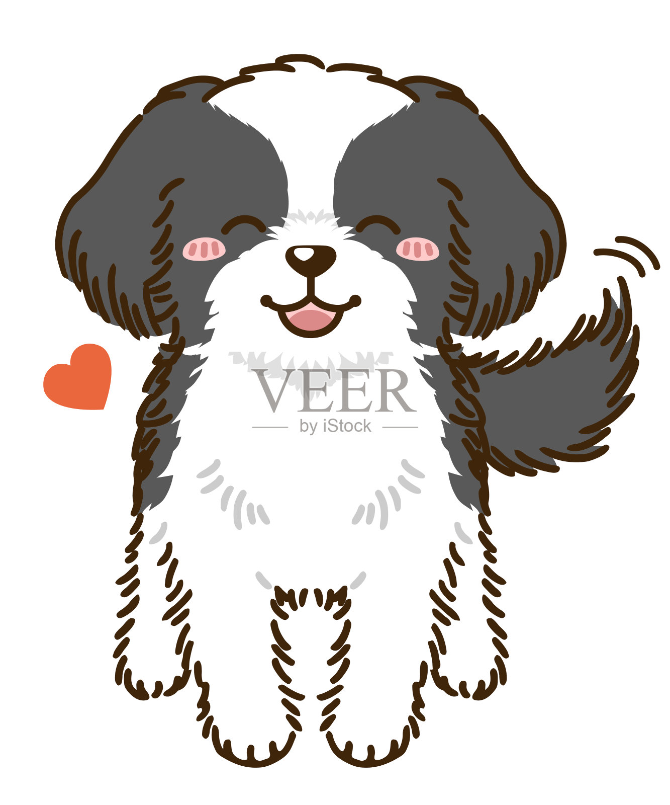 有利的狮子狗(黑)插画图片素材