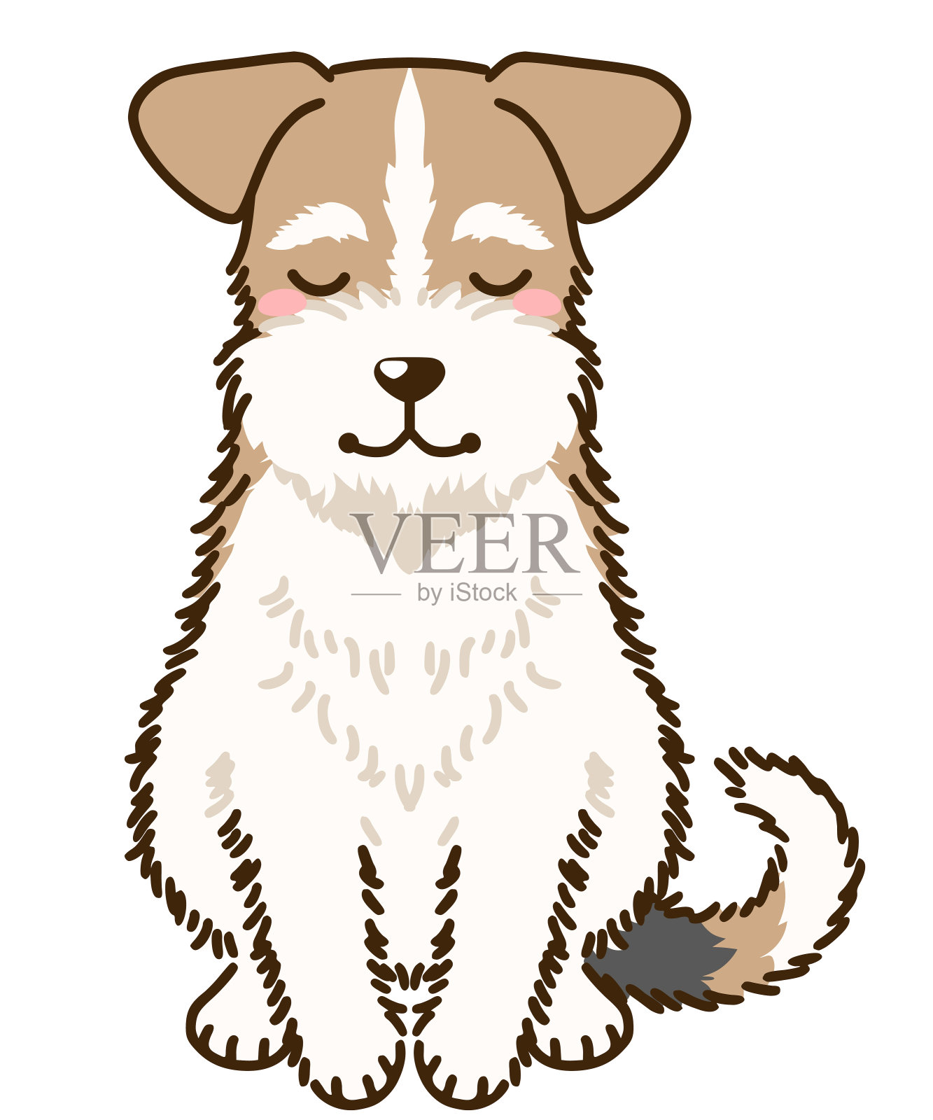 铁丝狐梗问候插画图片素材