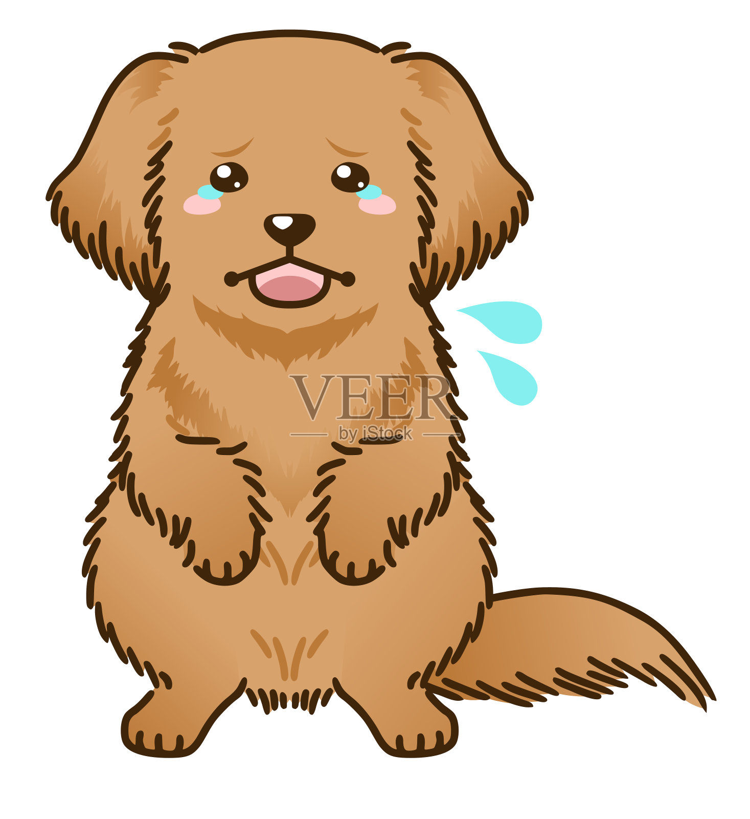 受惊的金毛猎犬插画图片素材