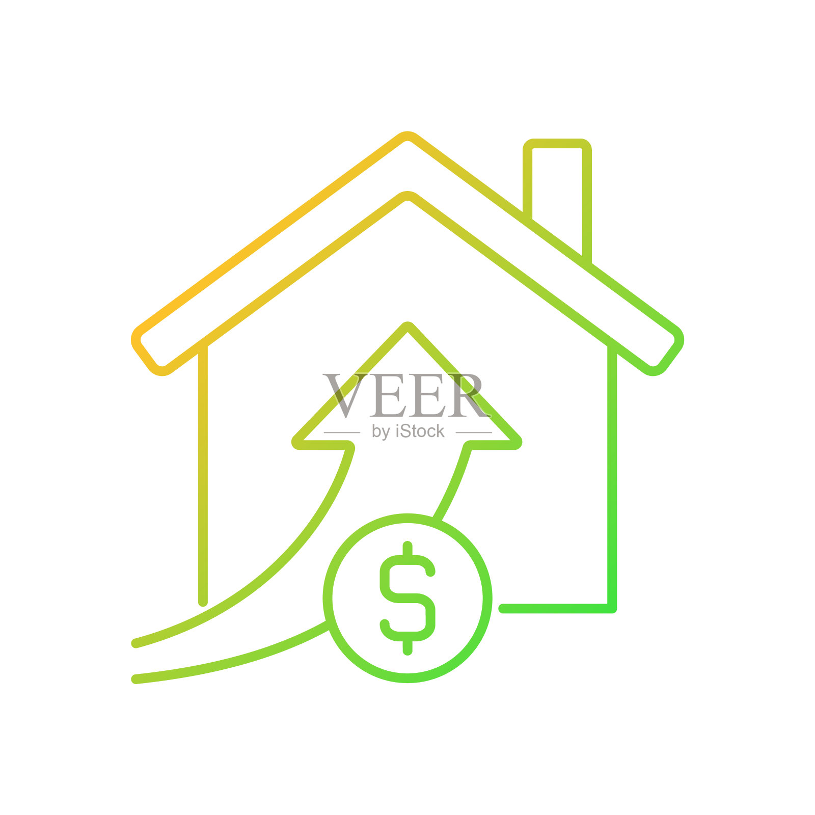 上升房价梯度线性矢量图标插画图片素材