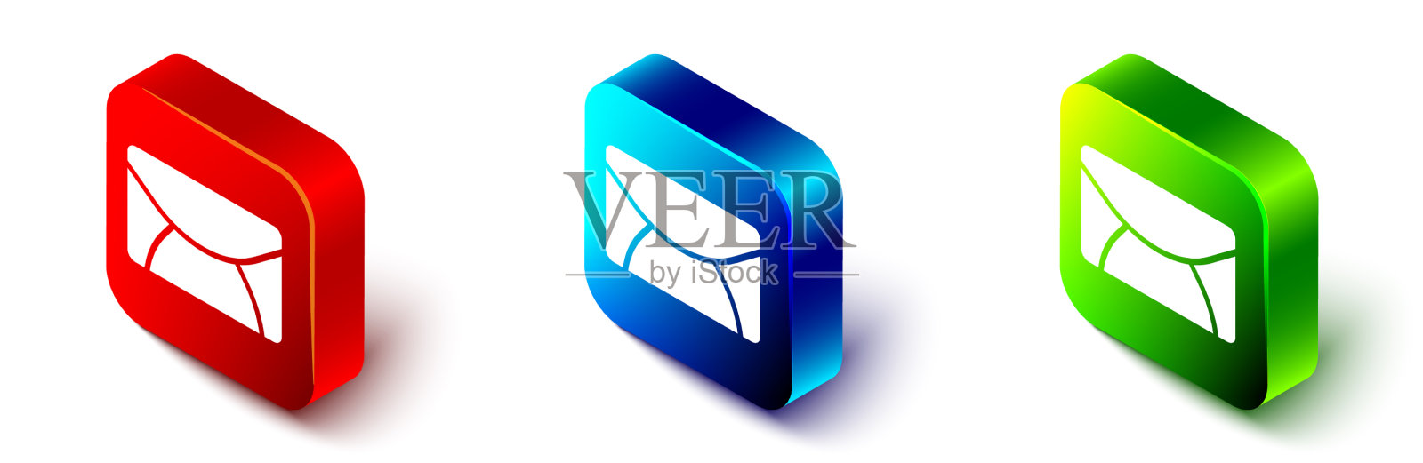 等距邮件和电子邮件图标孤立在白色上图标素材