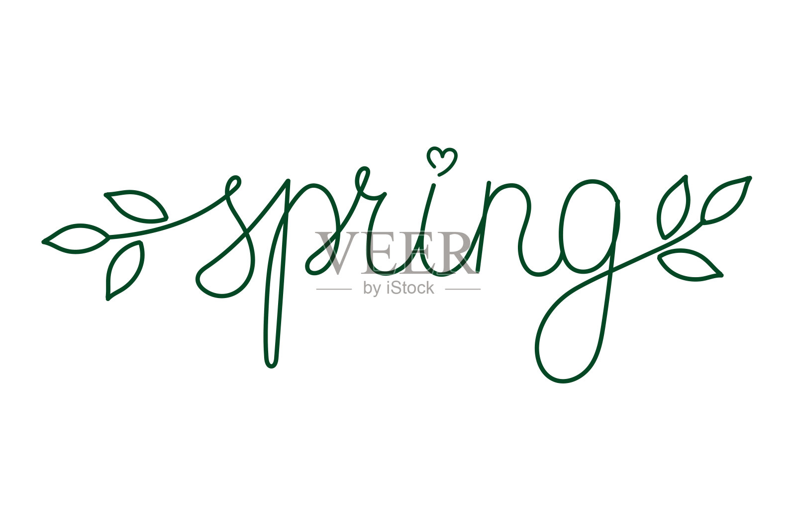 手绘线条艺术春文字插画图片素材