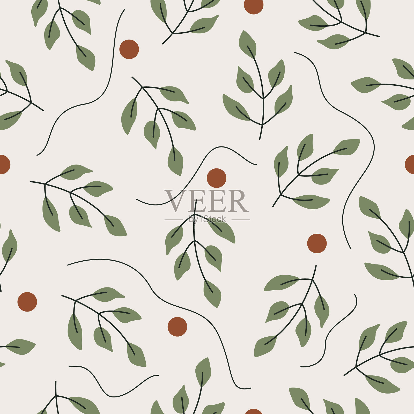 无缝的绿叶图案插画图片素材