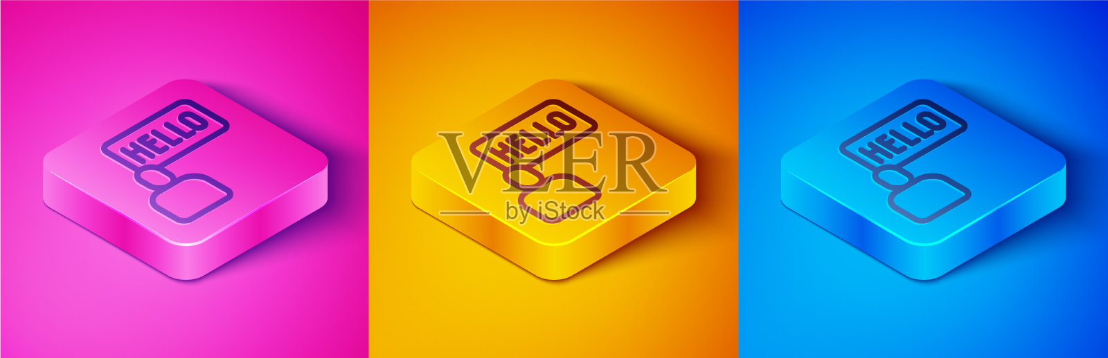 等距线熟人图标孤立在粉红色上插画图片素材