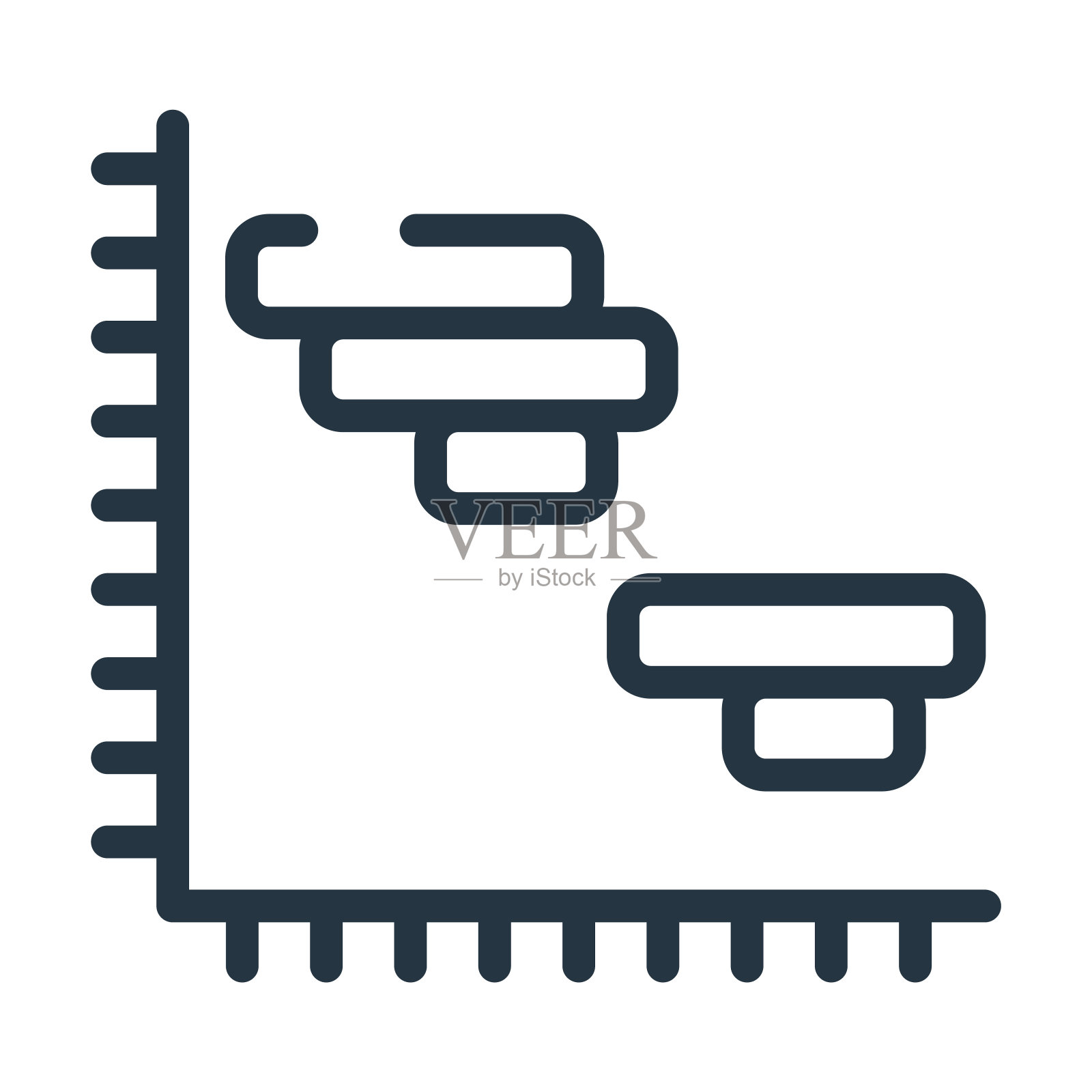 甘特细线图标。图表，图形线性图标从行业概念孤立轮廓标志。矢量插图符号元素的网页设计和应用程序。图标素材