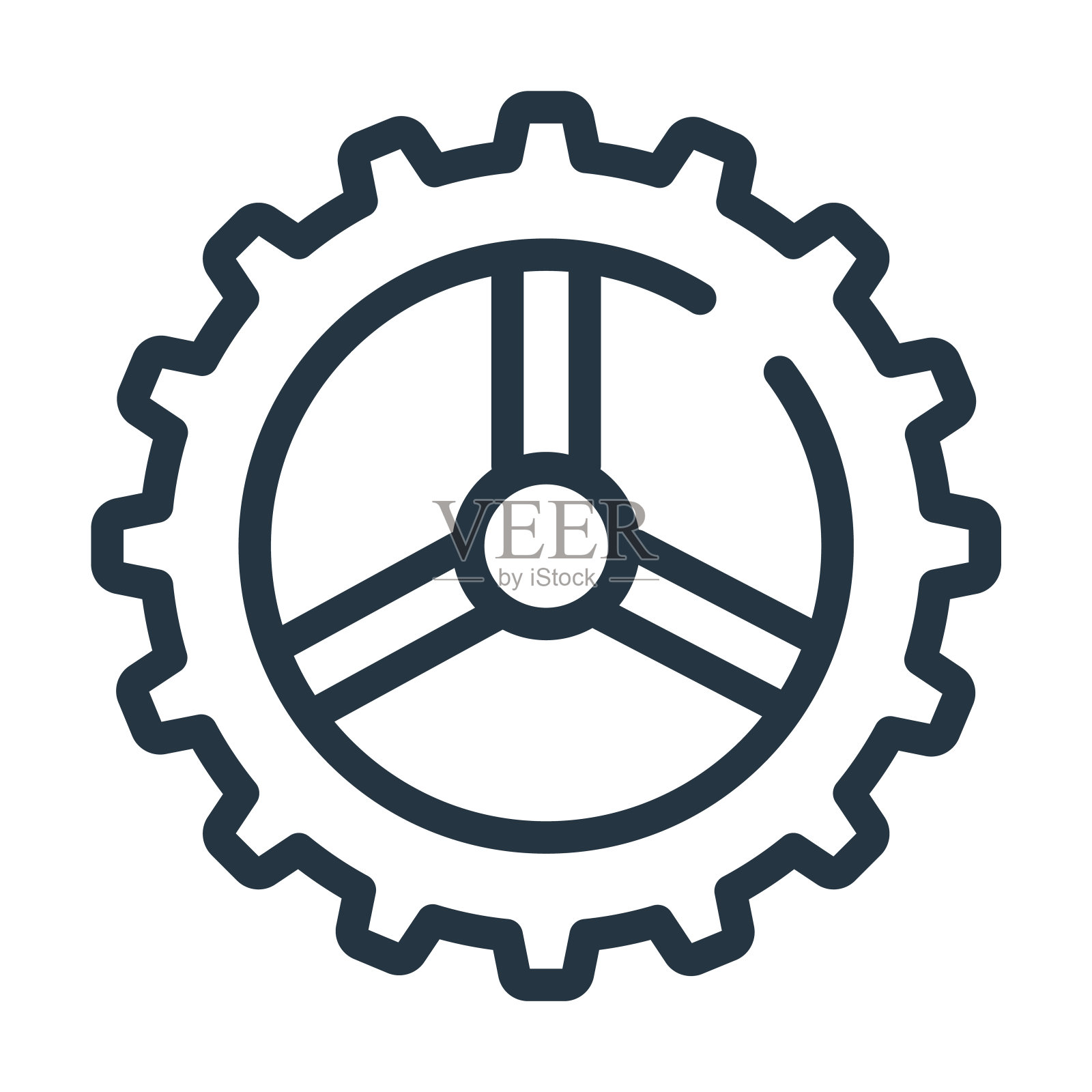 齿轮细线图标。工程、商业线性图标从行业概念孤立轮廓标志。矢量插图符号元素的网页设计和应用程序。图标素材