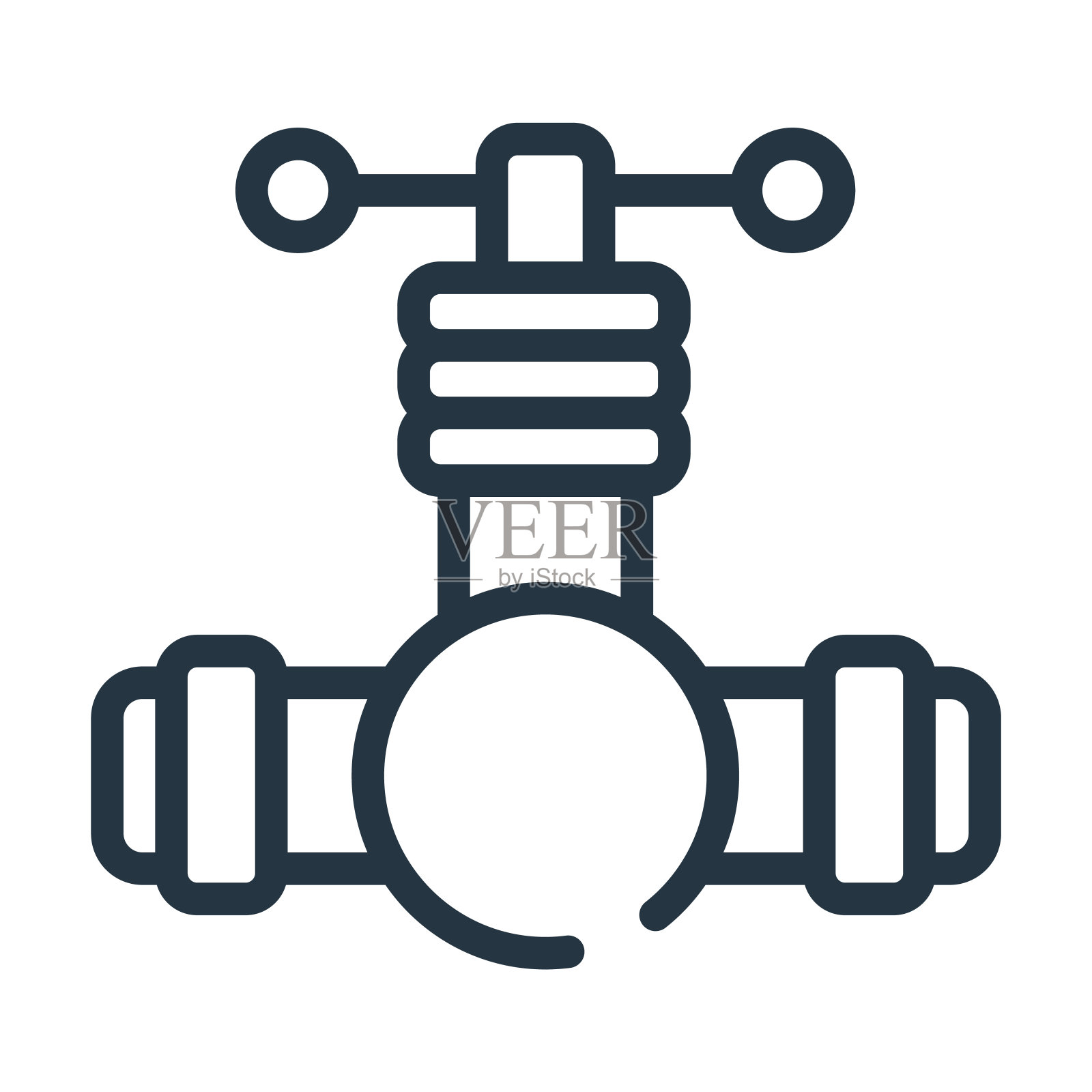 油阀细线图标。燃料、气体线性图标来自工业概念孤立的轮廓标志。矢量插图符号元素的网页设计和应用程序。图标素材