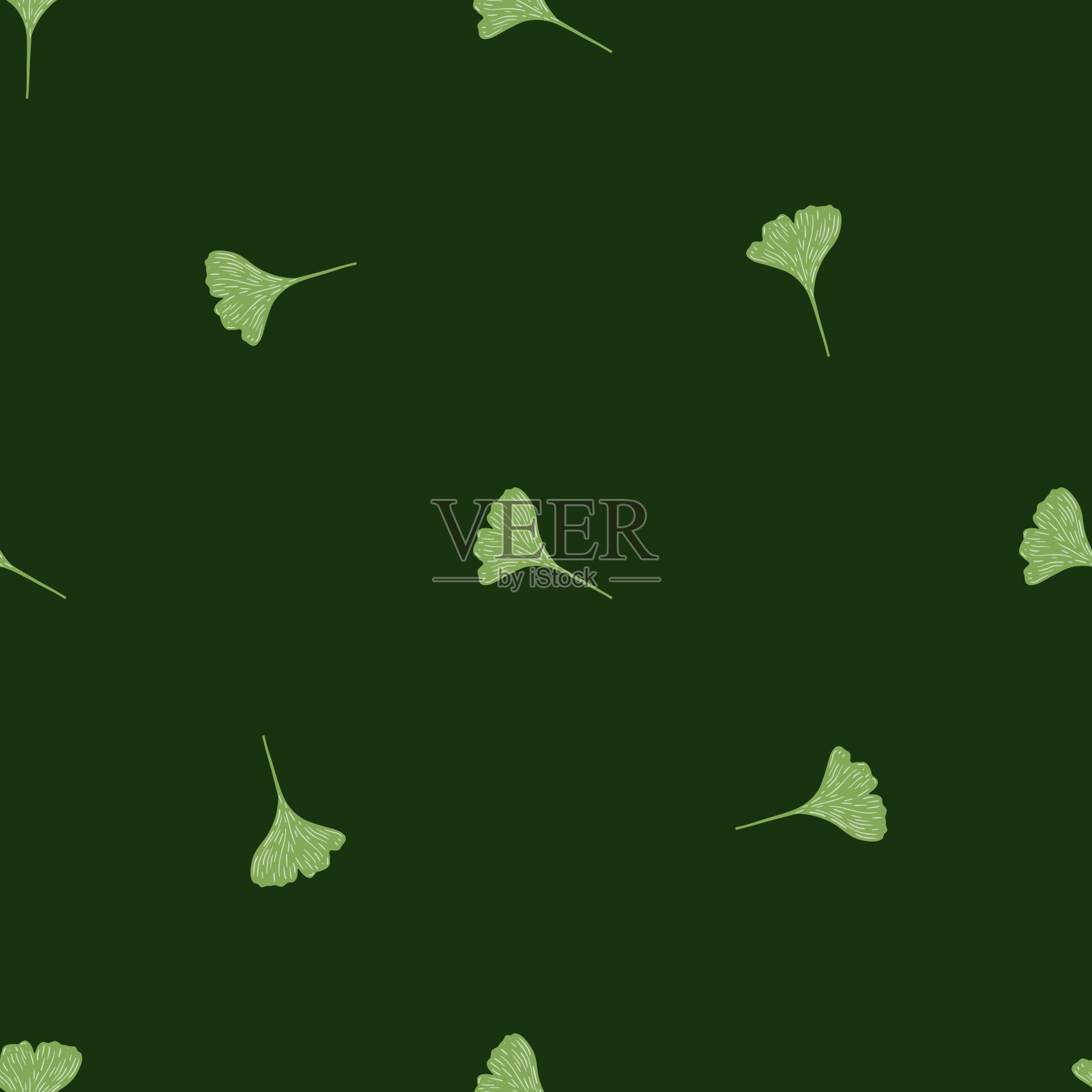 银杏叶无缝图案。美丽的背景。插画图片素材