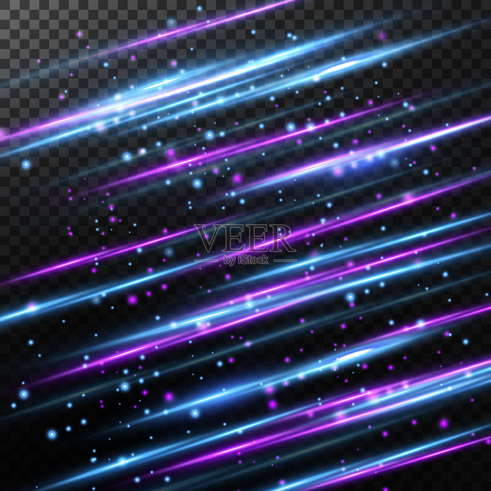 运动的横幅灯光效果。蓝线。速度对蓝色背景的影响。光，速度和移动的红线。向量镜头光晕。插画图片素材