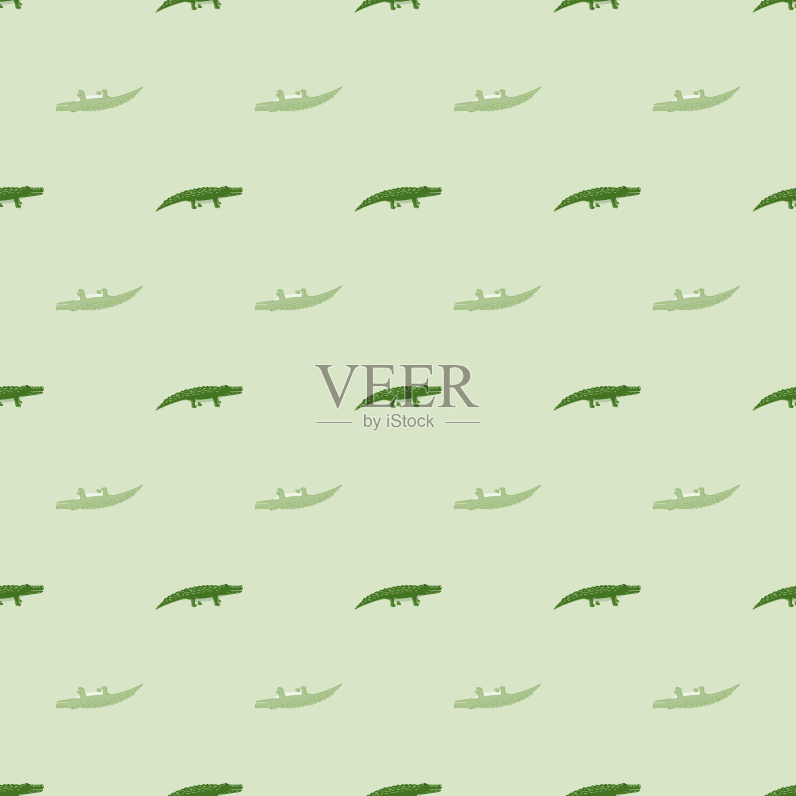 可爱的鳄鱼无缝图案。有趣的动物的背景。插画图片素材