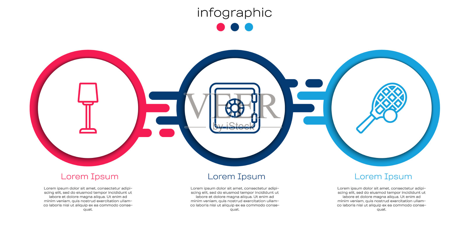 设置线台灯和网球拍安全插画图片素材