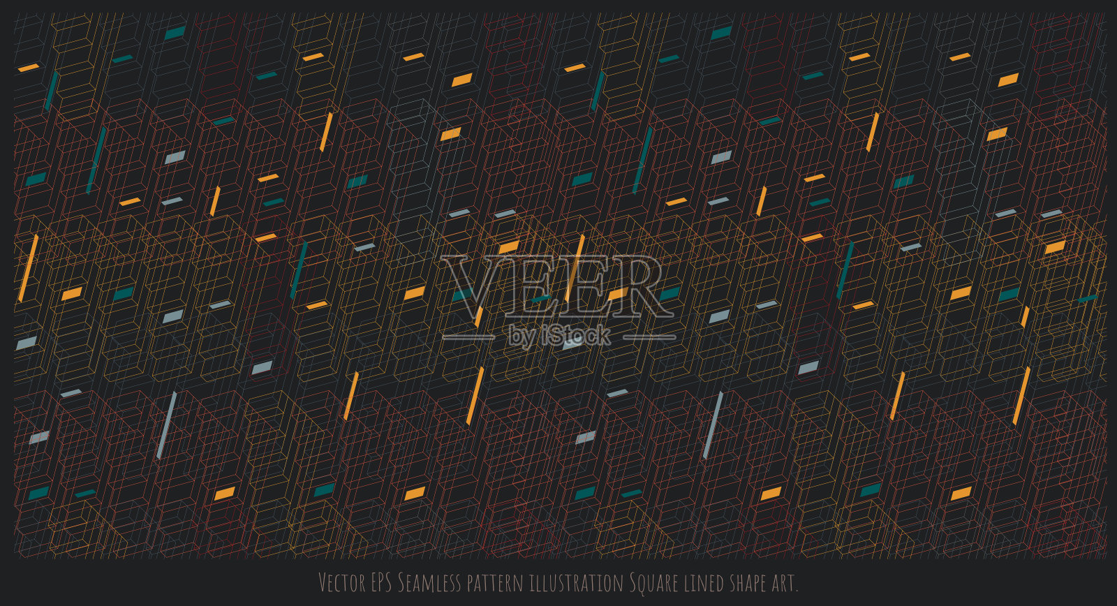 无缝图案插图方形线条形状艺术。插画图片素材