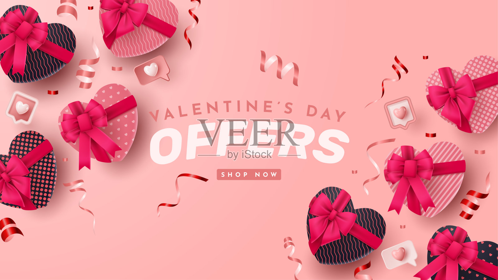 情人节3D产品展示的横幅，广告，和业务。矢量图设计模板素材