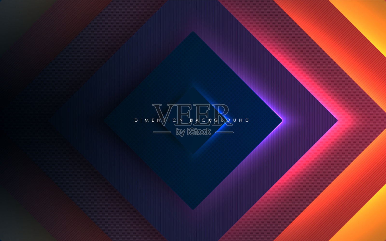 动态矩形尺寸背景与彩色灯光效果插画图片素材